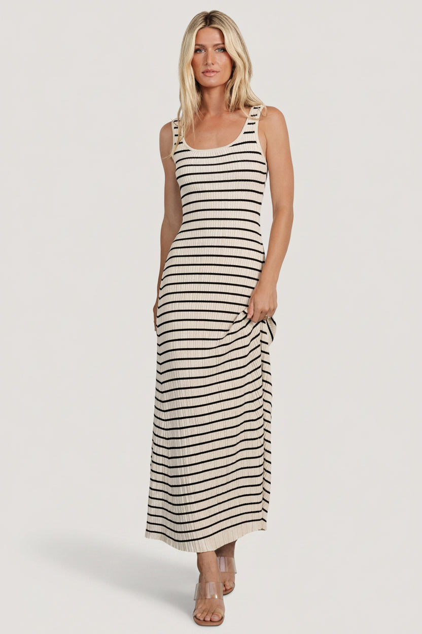 Jesse Ribbed Tank Maxi Dress | Ivory + Black Jesse Ribbed Tank Maxi Dress | Ivory + Black