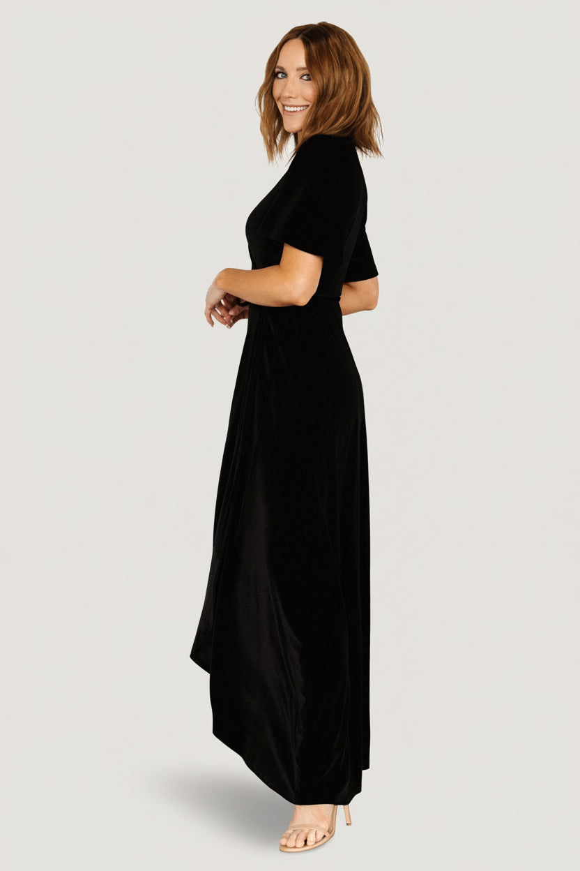 Katelyn Velvet Maxi Wrap Dress | Black