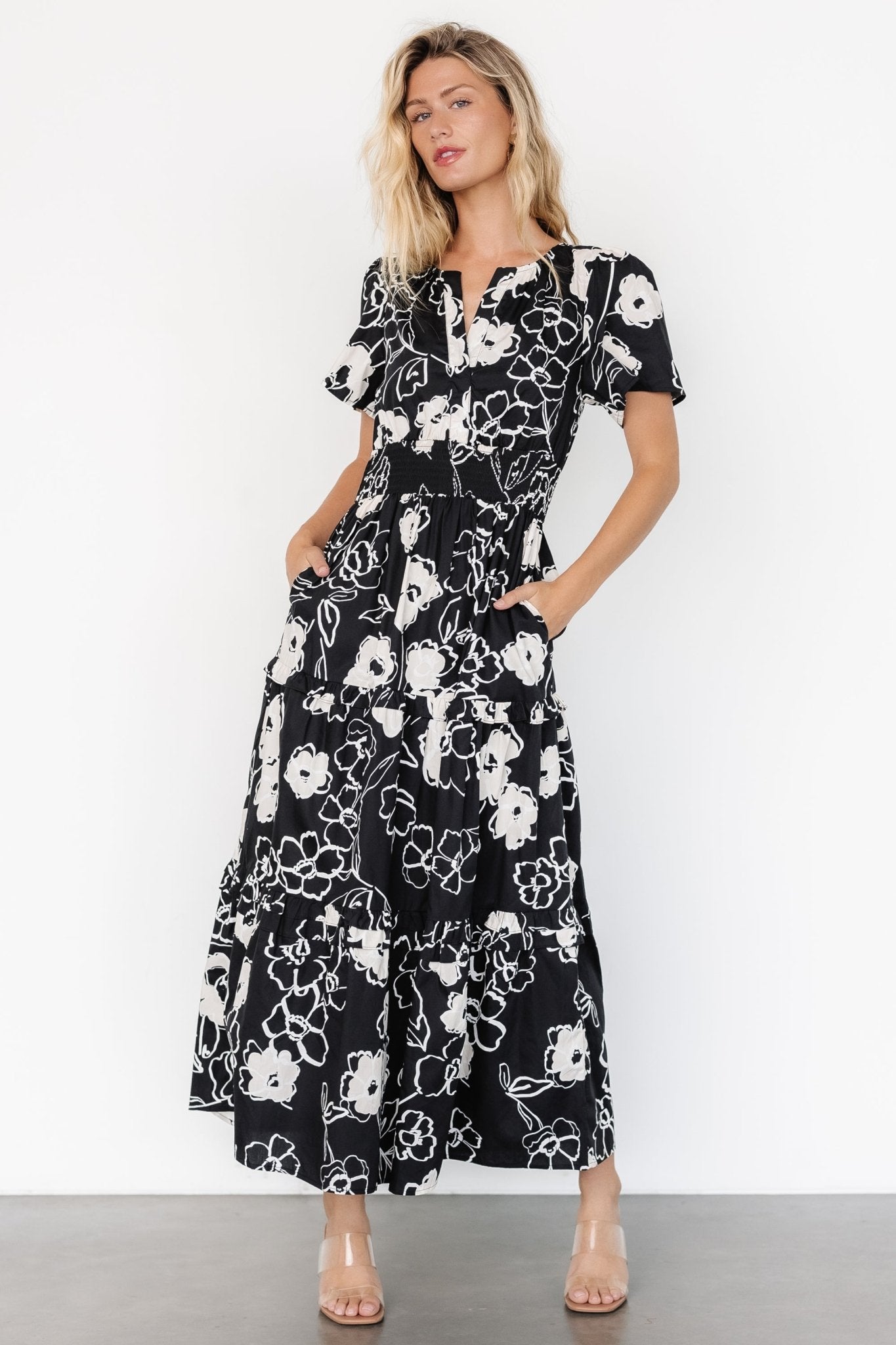 Kiana Poplin Maxi Dress | Black + Cream Kiana Poplin Maxi Dress | Black + Cream