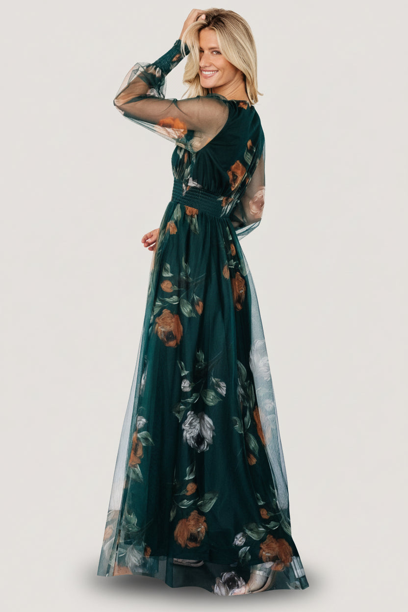 Layla Tulle Maxi Dress | Deep Topaz Floral - Baltic Born