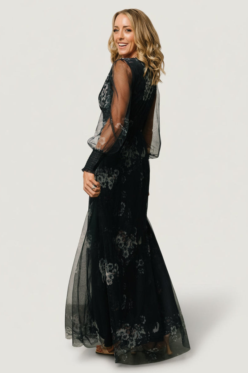 Layla Tulle Maxi Dress | Navy Multi