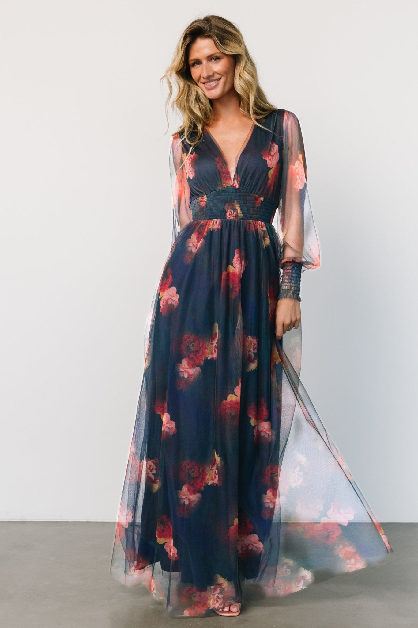 Baltic Born Womens Layla Tulle Maxi Dress | Topaz Ombre Floral Baltic Born Womens Layla Tulle Maxi Dress | Topaz Ombre Floral