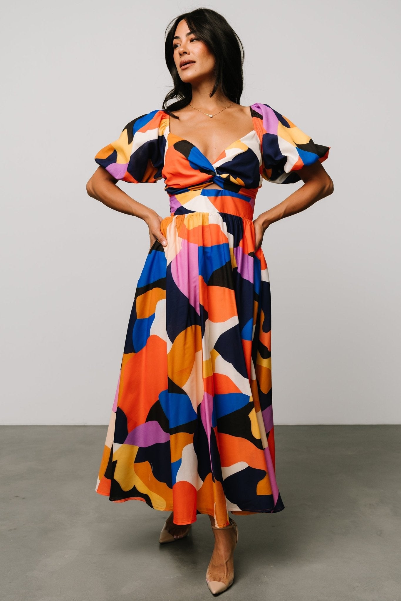Baltic Born Womens Lola Midi Dress | Rust + Navy Multi | Size: Small Baltic Born Womens Lola Midi Dress | Rust + Navy Multi | Size: Small