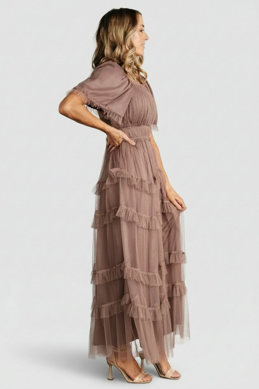 Magdalena Tulle Maxi Dress | Mink - Baltic Born