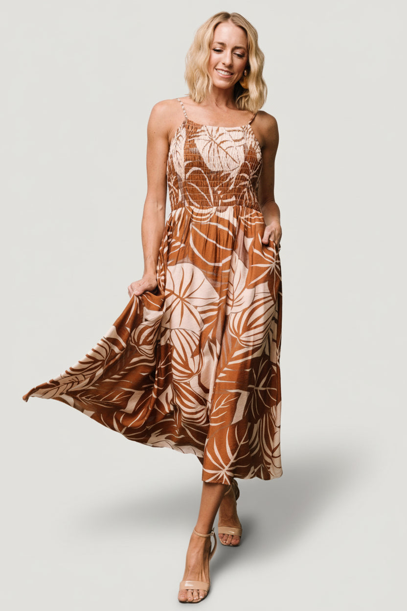 McKinley Smocked Dress | Cream + Camel Multi - Baltic Born