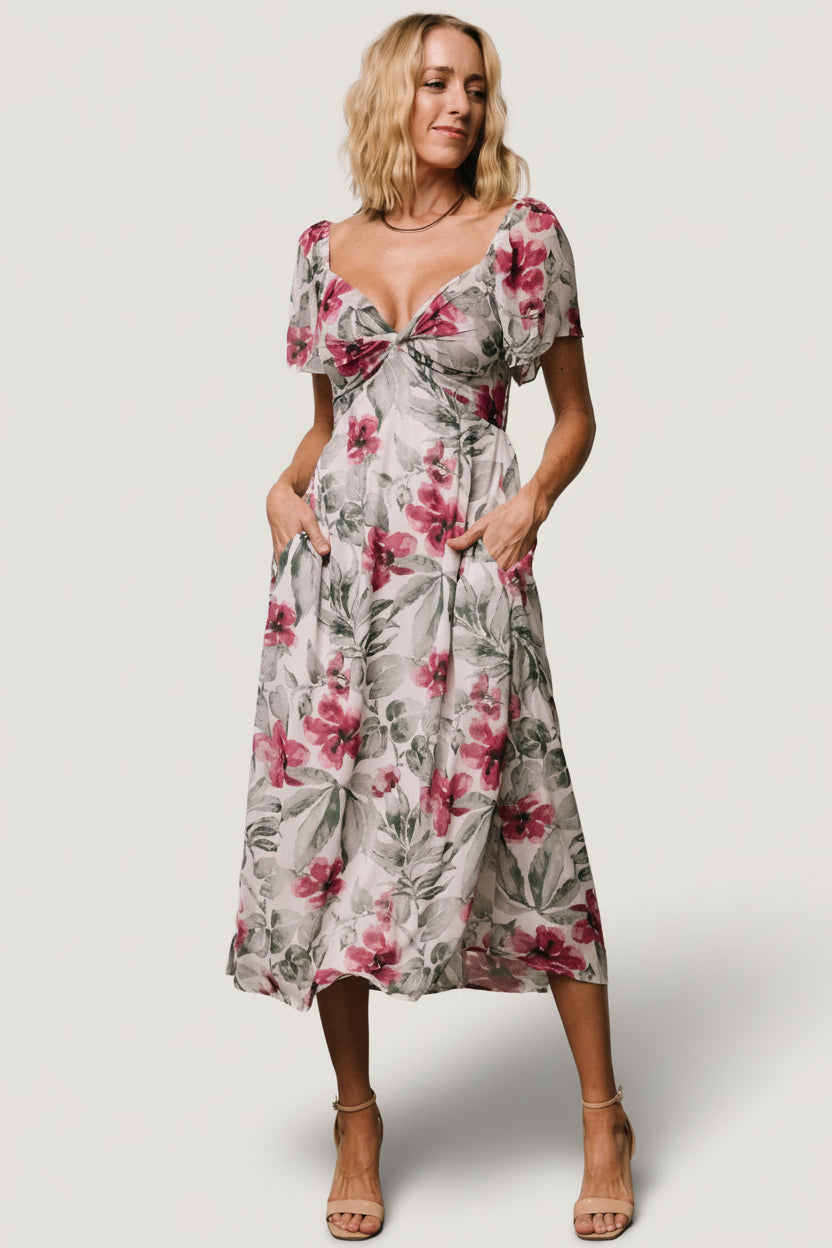 Baltic Born Womens Melinda Midi Dress | Pink Floral | Size: Small Baltic Born Womens Melinda Midi Dress | Pink Floral | Size: Small
