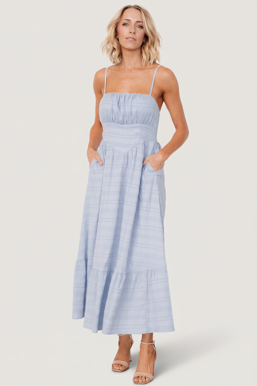 Mikayla Textured Tank Maxi Dress, Light Blue