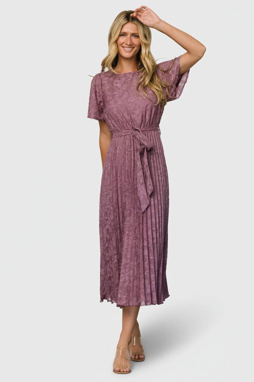 Mindy Pleated Midi Dress Vintage Plum | Baltic Born Mindy Pleated Midi Dress Vintage Plum | Baltic Born