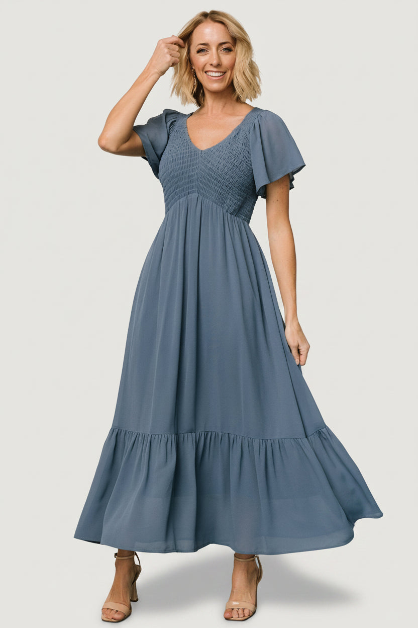 Monica Smocked Dress | Whisper Blue Monica Smocked Dress | Whisper Blue