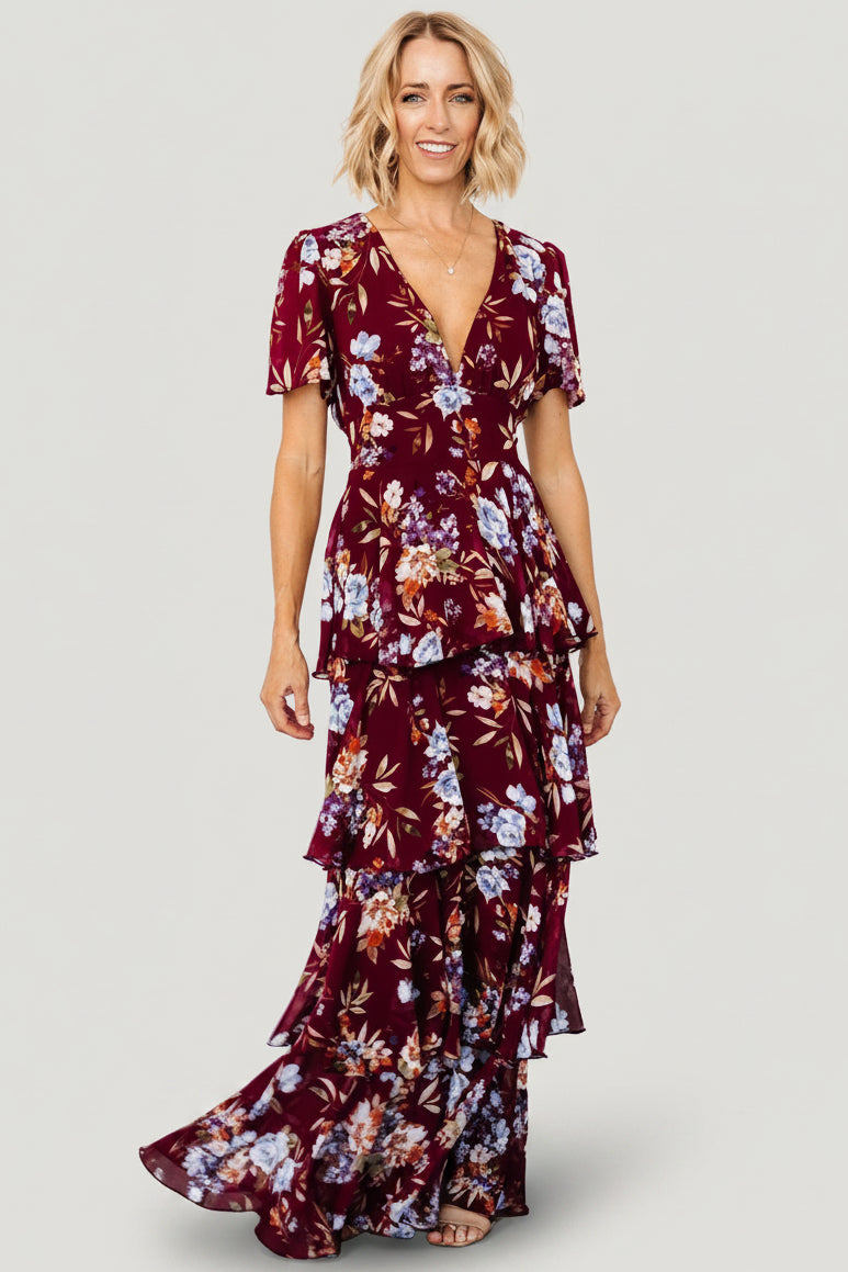 Montaigne Ruffle Maxi Mulberry Floral | Baltic Born S Montaigne Ruffle Maxi Mulberry Floral | Baltic Born S