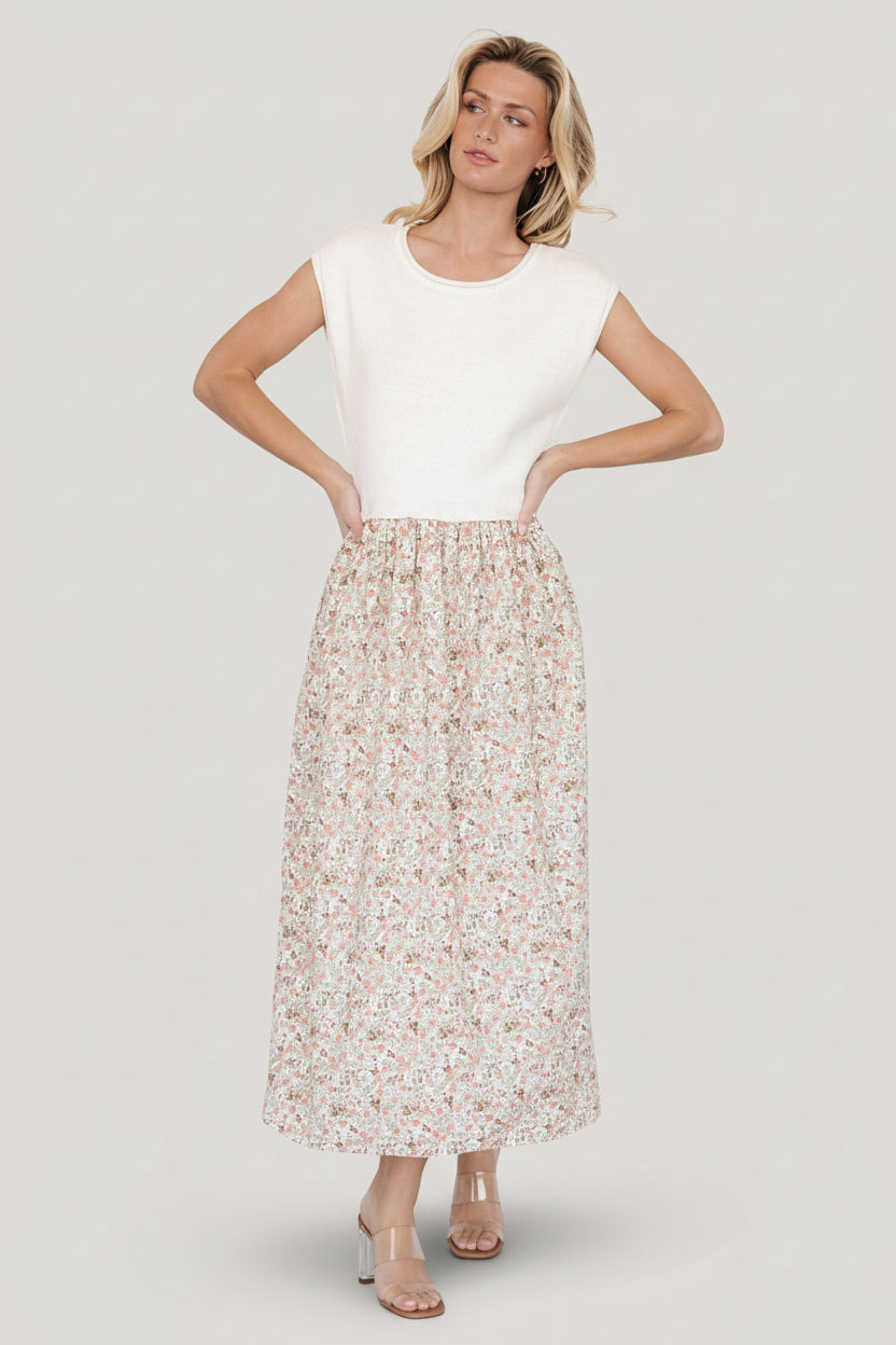 Baltic Born Womens Myra Sweater Dress | Ivory + Coral Floral | Size: 3XL Baltic Born Womens Myra Sweater Dress | Ivory + Coral Floral | Size: 3XL