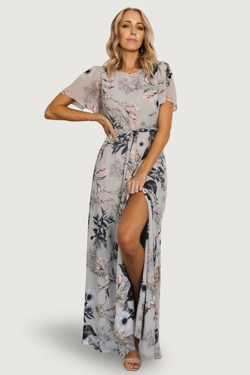 Naomi Short Sleeve Maxi Dress | Pale Blue Floral Naomi Short Sleeve Maxi Dress | Pale Blue Floral