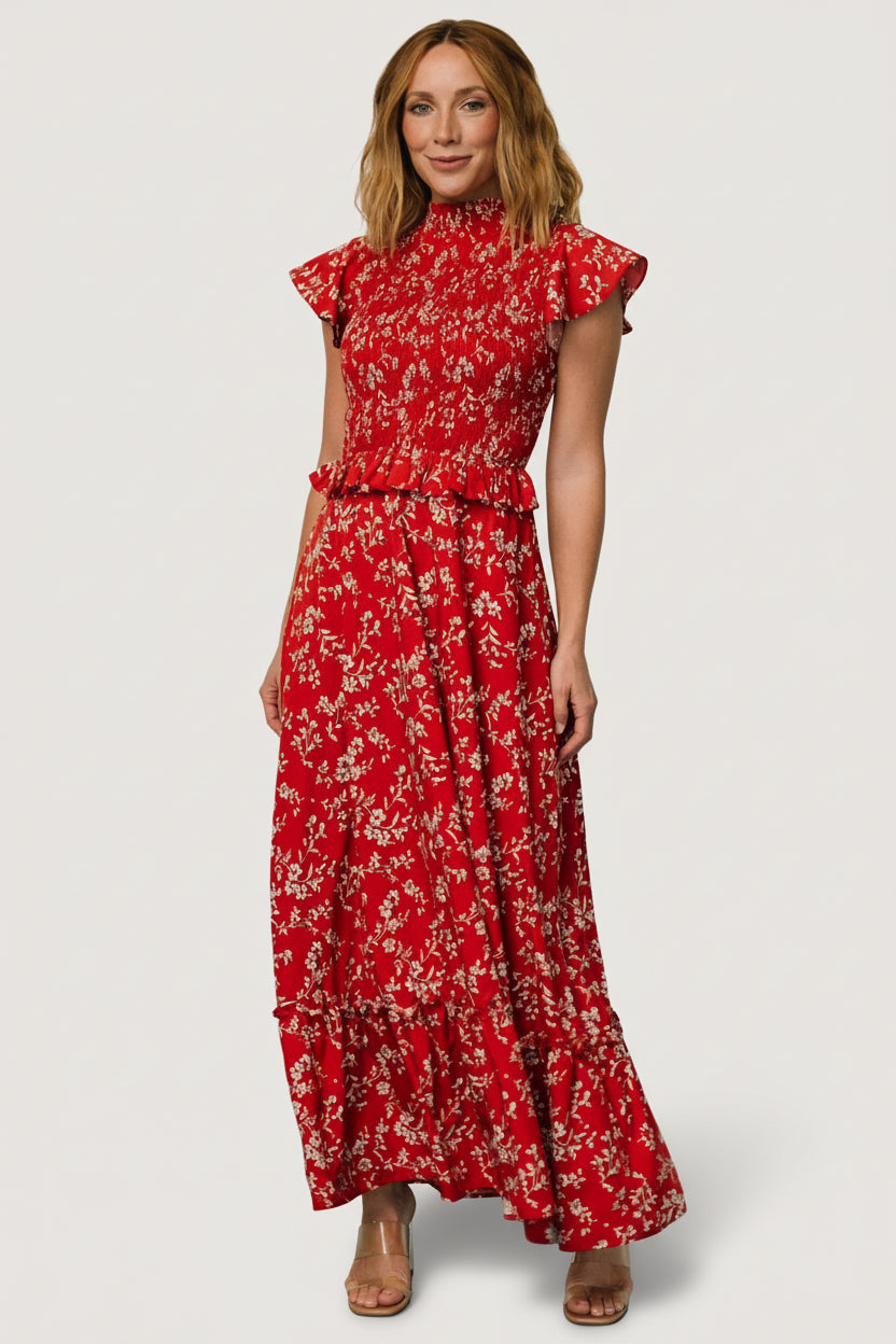 Baltic Born Womens Orla Ruffle Maxi Dress | Red Floral | Size: XL Baltic Born Womens Orla Ruffle Maxi Dress | Red Floral | Size: XL