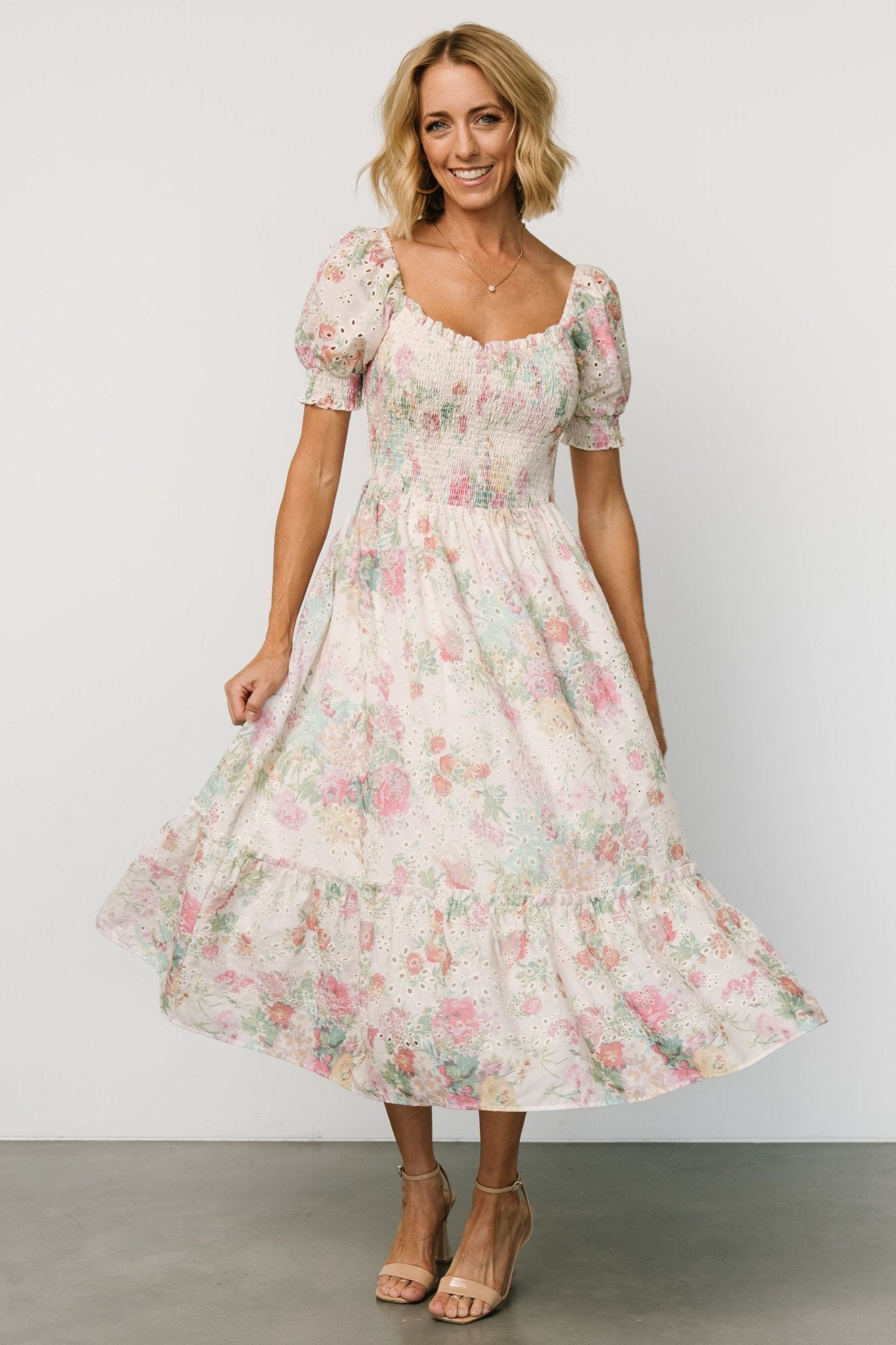 Piper Eyelet Midi Dress | Vintage Floral - Baltic Born