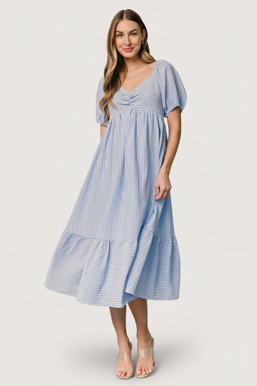 Poppy Midi Dress Blue & Off-White Stripes | Baltic Born 2XL Poppy Midi Dress Blue & Off-White Stripes | Baltic Born 2XL