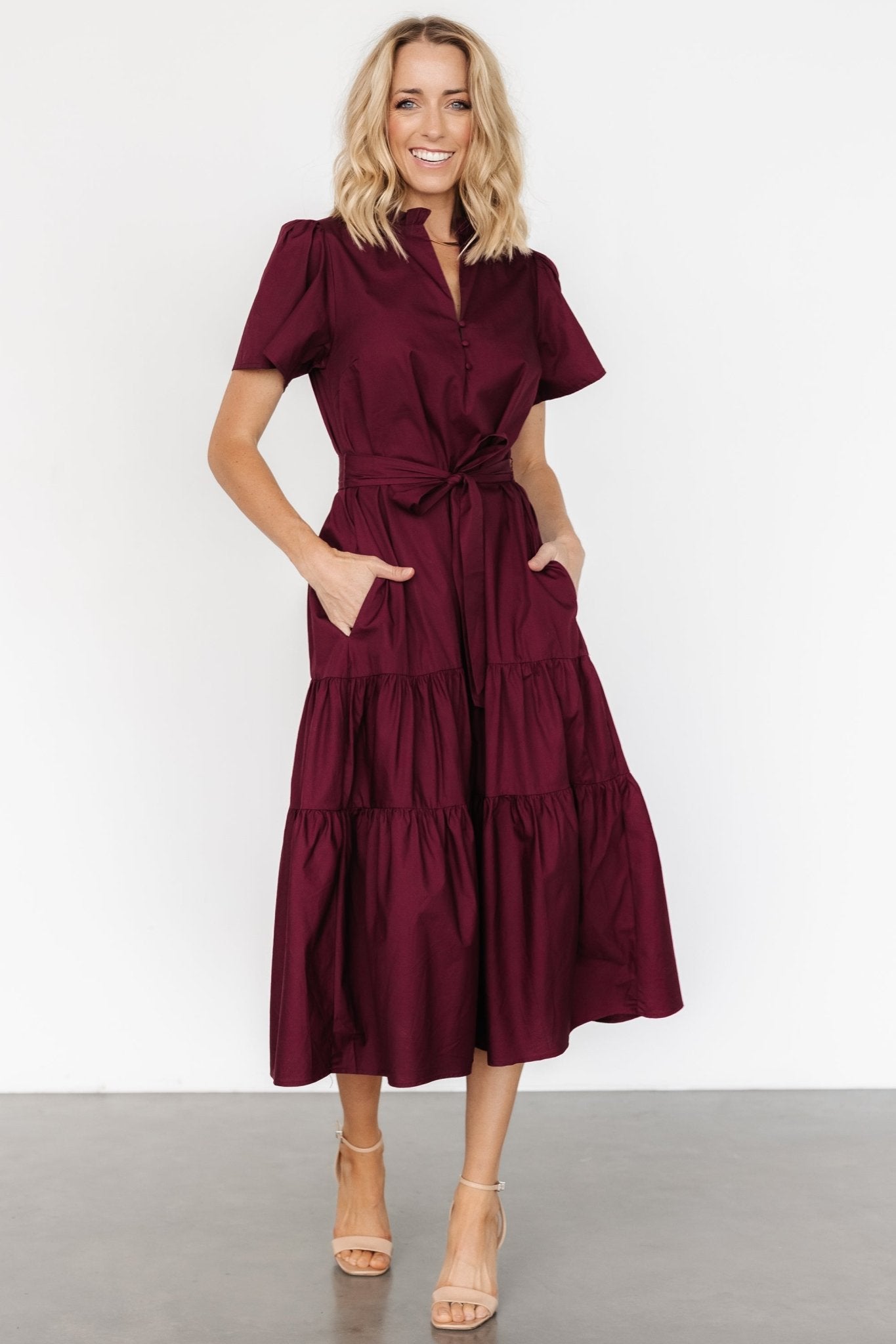 Baltic Born Womens Providence Poplin Dress | Wine | Size: Xs Baltic Born Womens Providence Poplin Dress | Wine | Size: Xs
