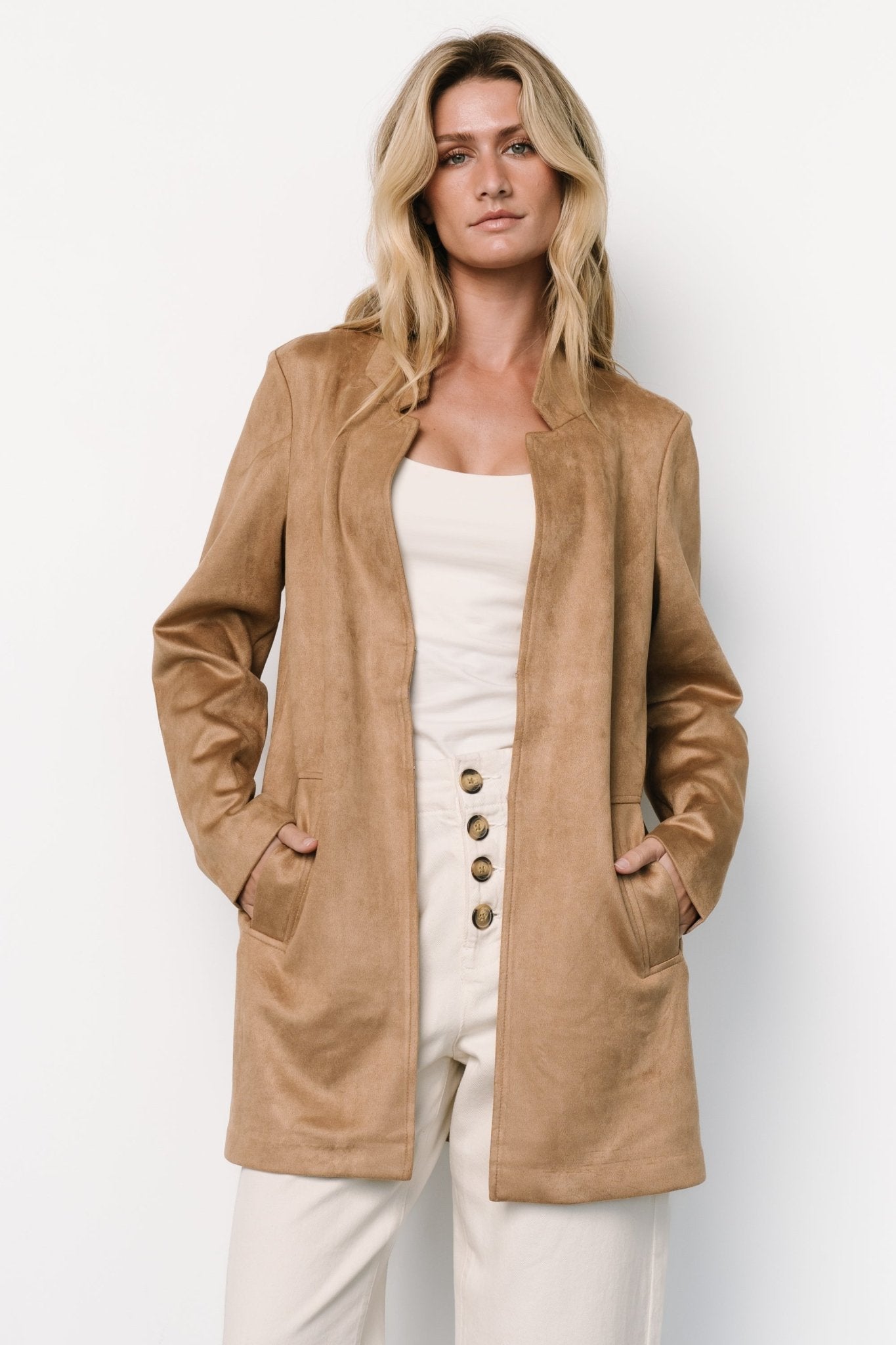 Queenie Faux Suede Jacket Camel - Main Image