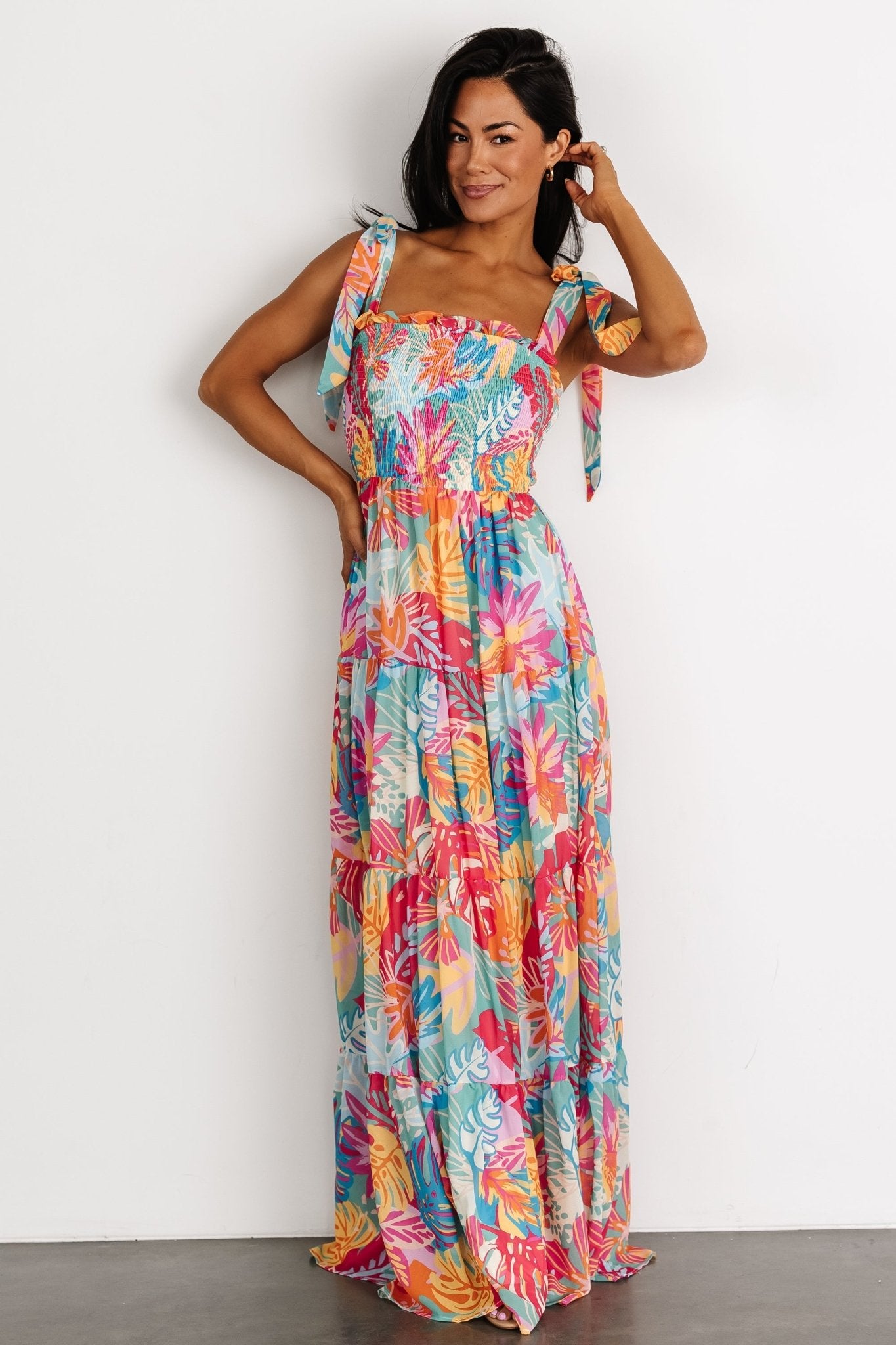 bright coloured maxi dresses Baltic Born Womens Santana Maxi Dress | Multi Print