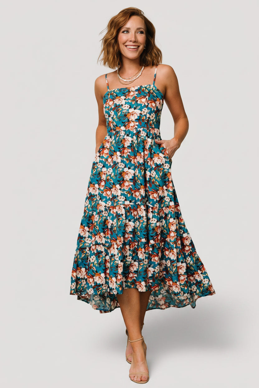 Shari Tank Maxi Dress - Deep Teal Floral | Baltic Born Shari Tank Maxi Dress - Deep Teal Floral | Baltic Born