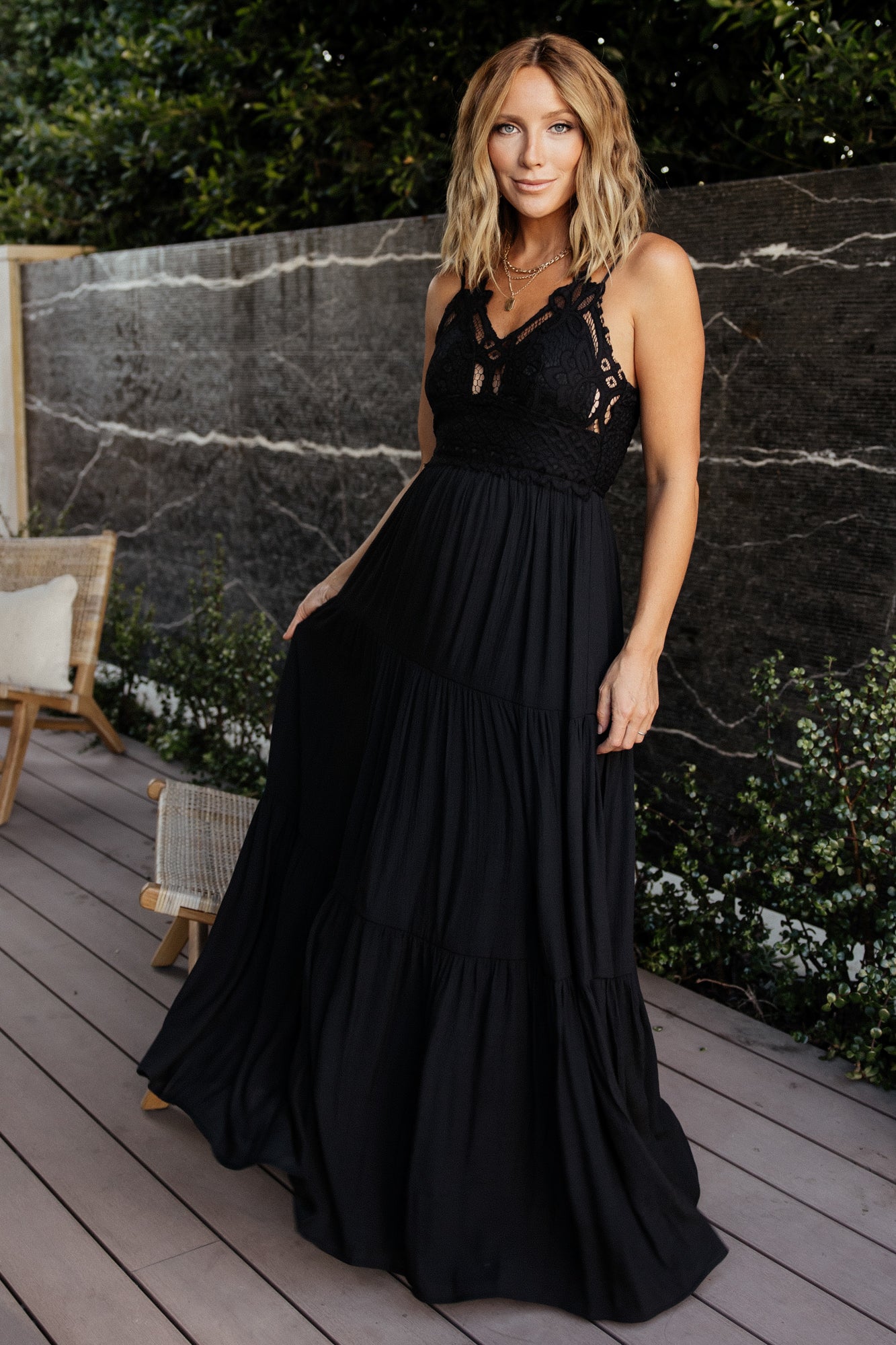Summerlin Lace Top Maxi Dress Black1