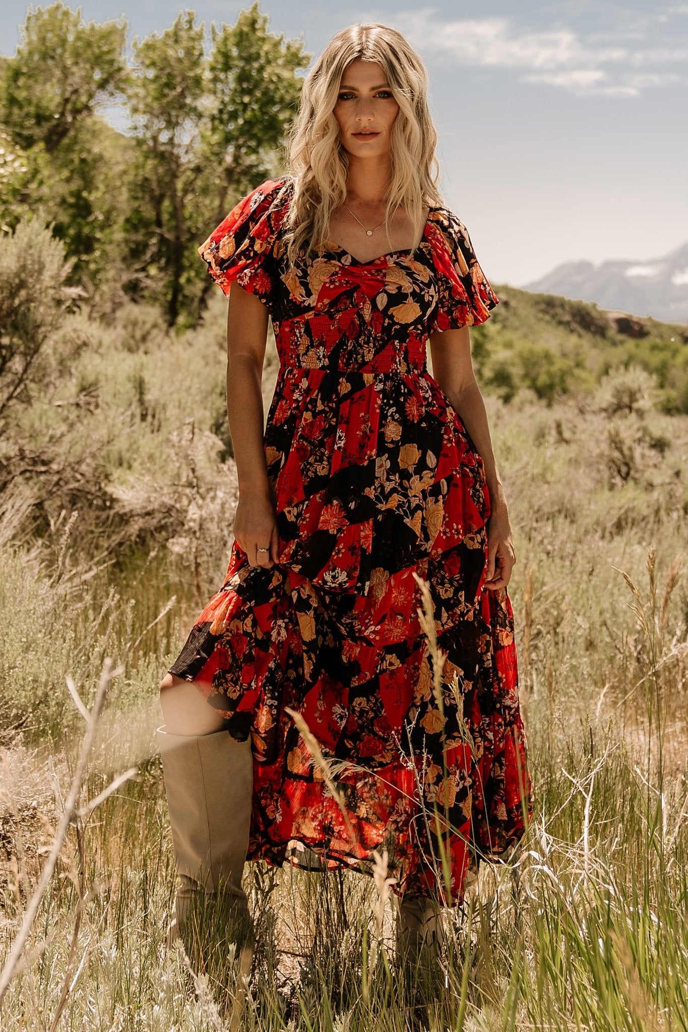 Suzy Maxi Dress, Black + Red Multi | Baltic Born S Suzy Maxi Dress, Black + Red Multi | Baltic Born S