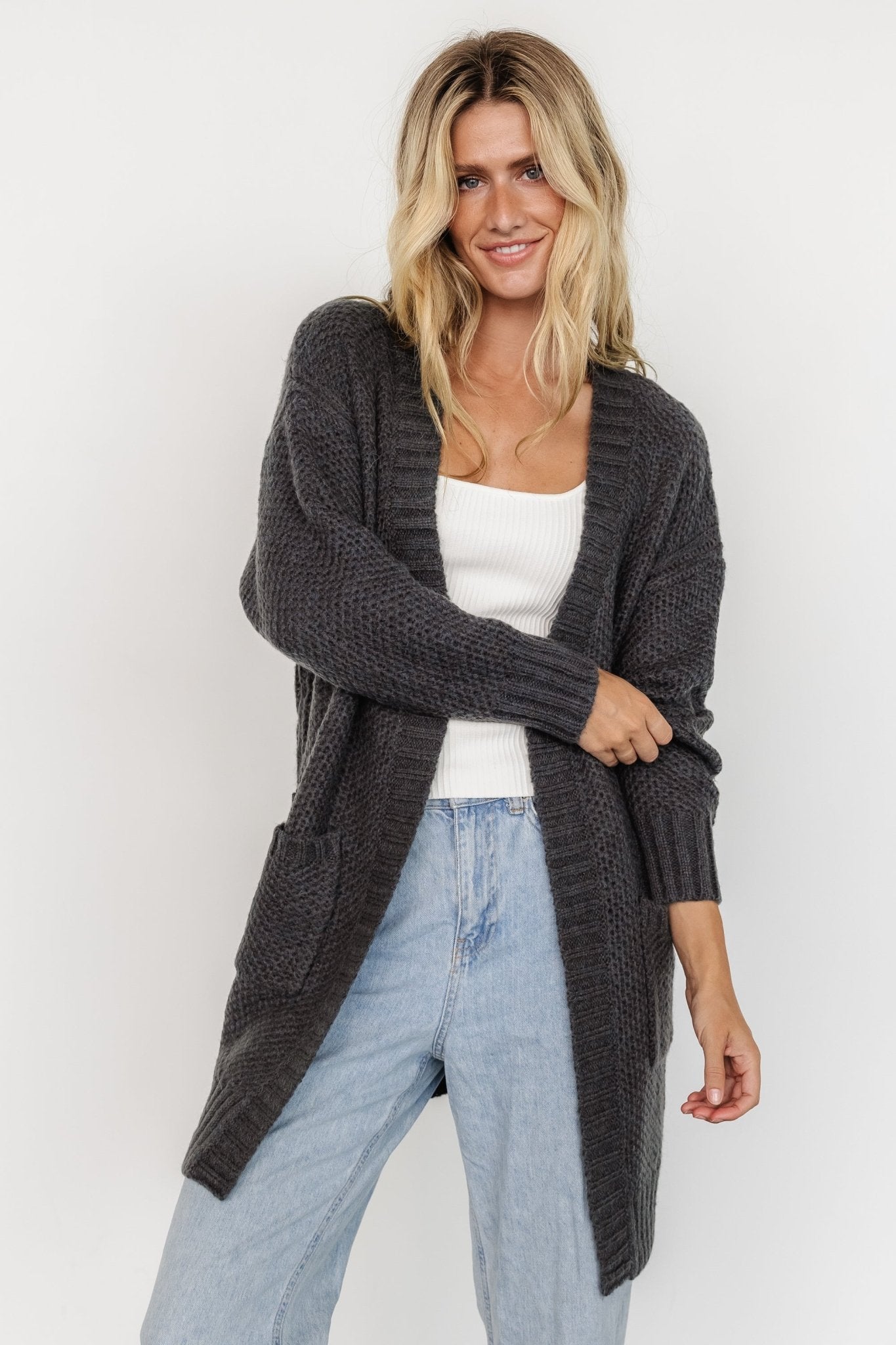 Theodora Knit Cardigan Charcoal