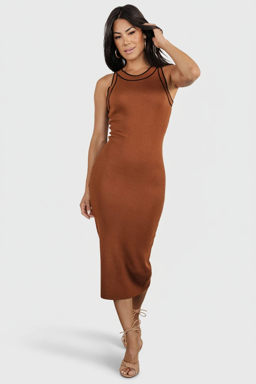 Baltic Born Womens Tove Knit Tank Midi Dress | Copper