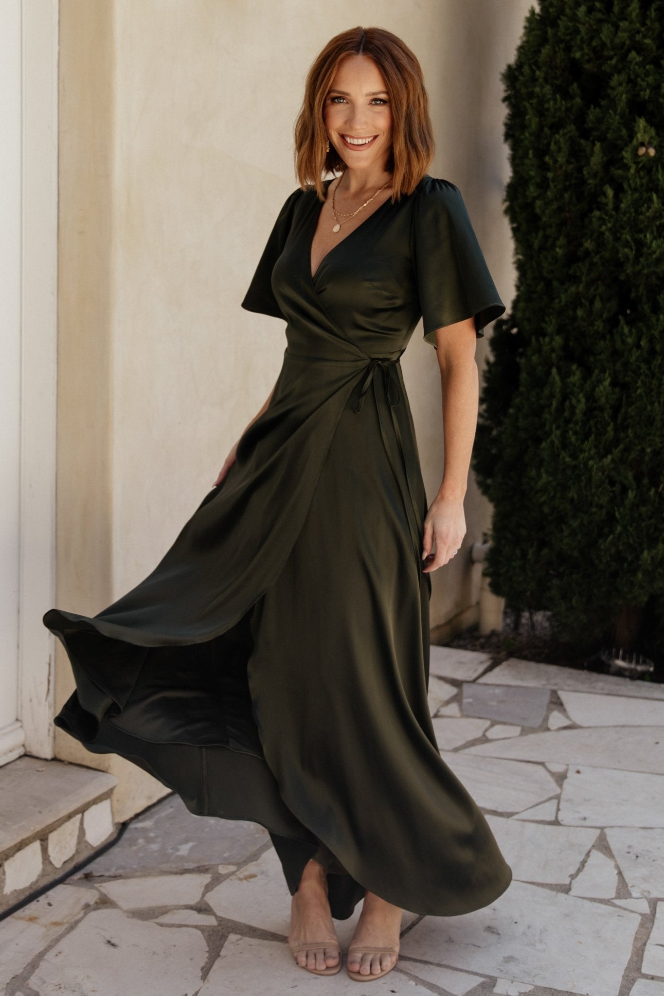 Wrap Dress Early Fall Wedding Guest Dress Vara Satin Maxi Wrap