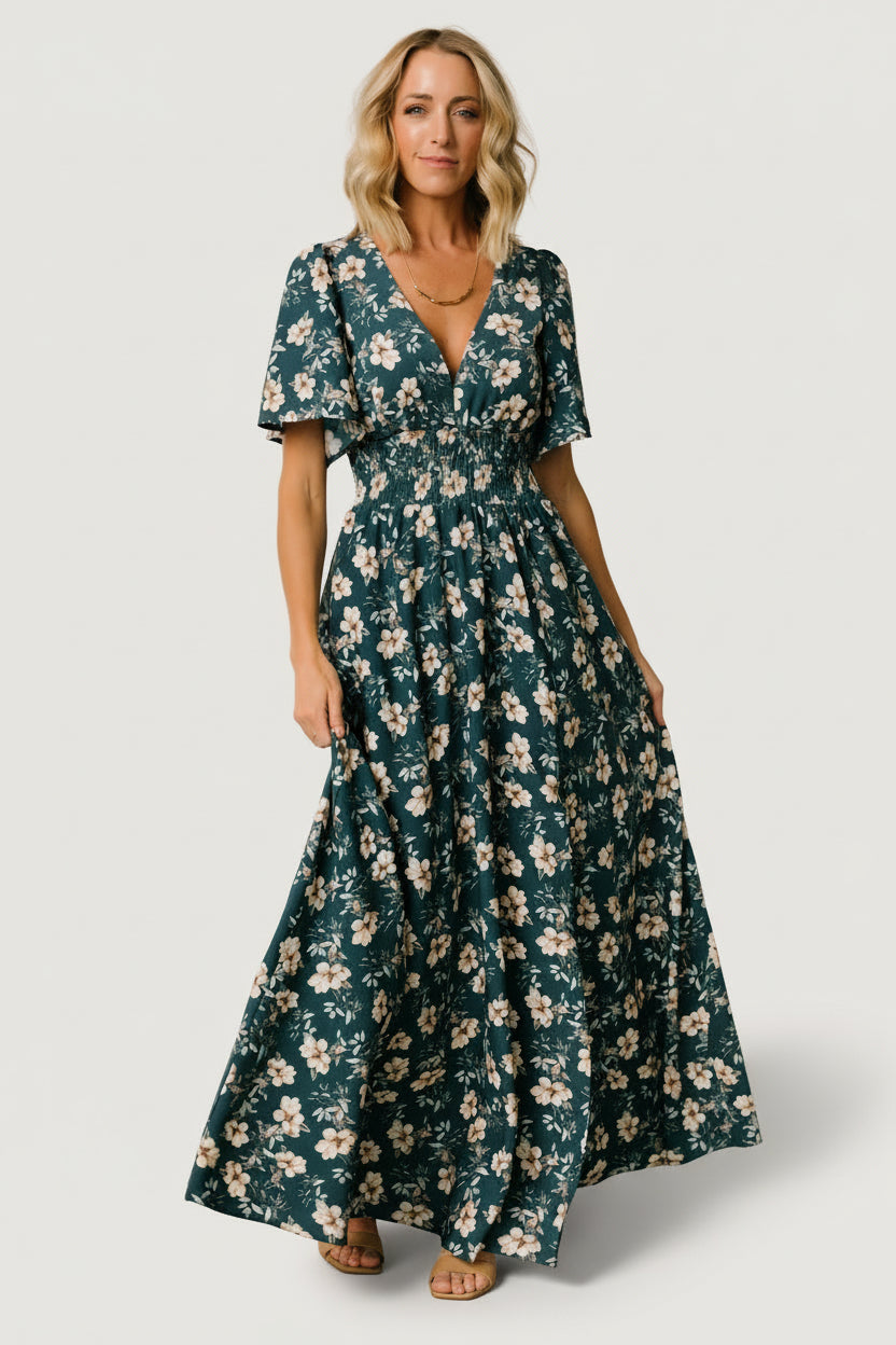 slim fit dress slacks Verona Smocked Maxi Dress