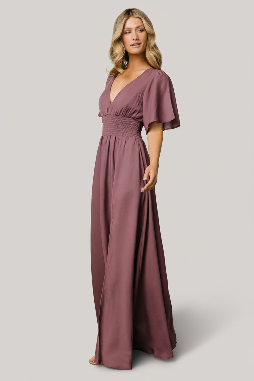 Verona Smocked Maxi Dress | Vintage Plum