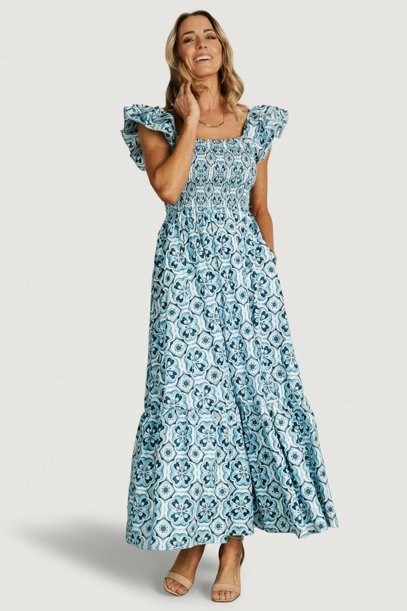 white christmas dresses Baltic Born Womens Zoey Smocked Maxi Dress | Blue Print