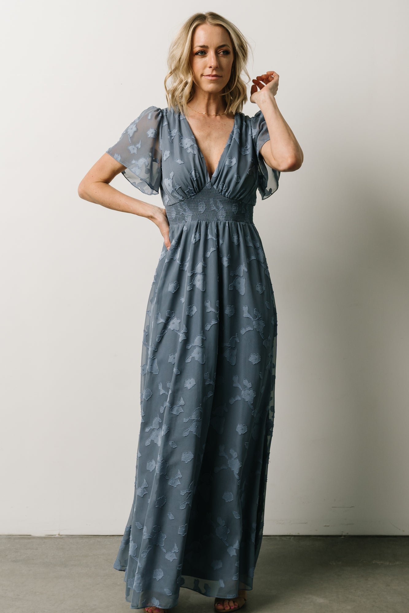 Evelyn Smocked Maxi Dress | Blue
