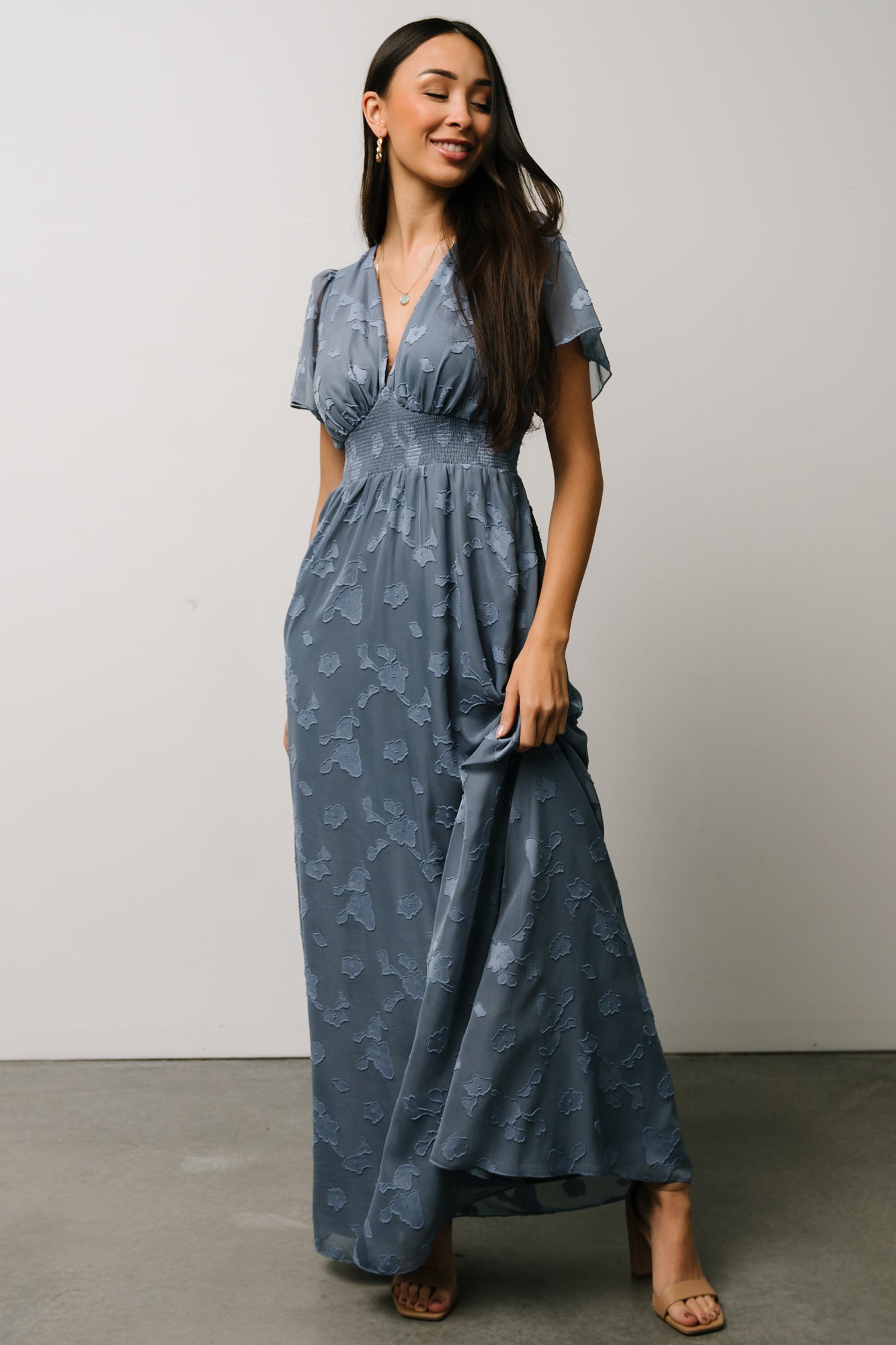 Bridget Textured Maxi Dress, Light Blue