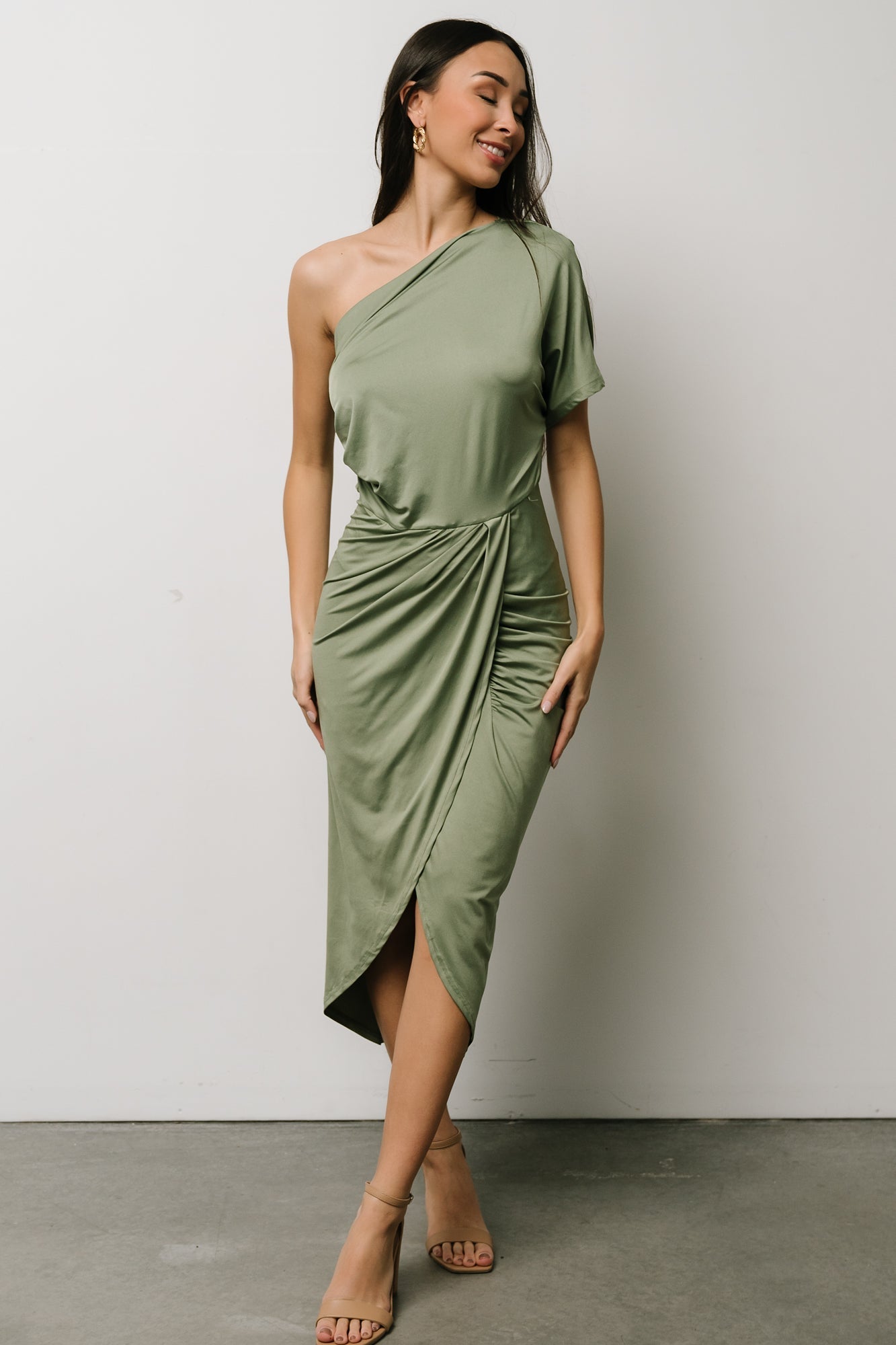 Solana Ruched Dress, Hunter Green