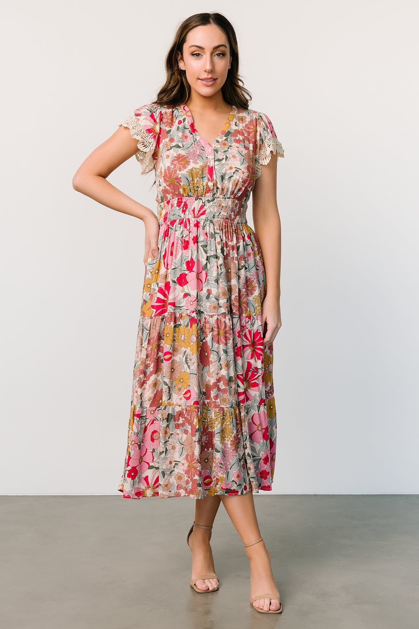 Aliyah Midi Dress | Cream Multi Floral