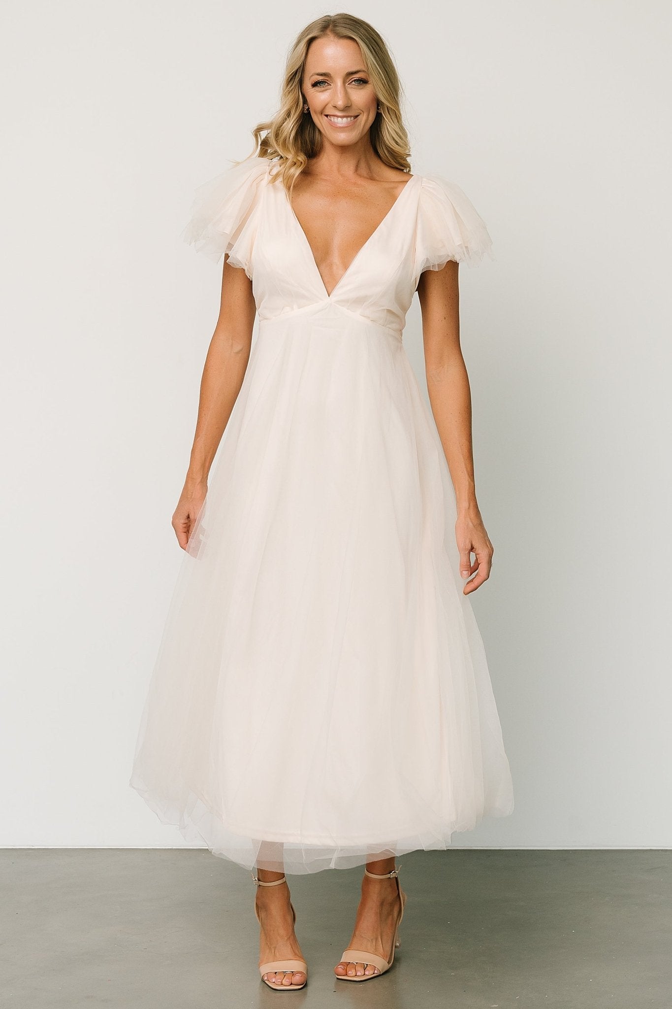 Tessa Tiered Tulle Tank Dress, White
