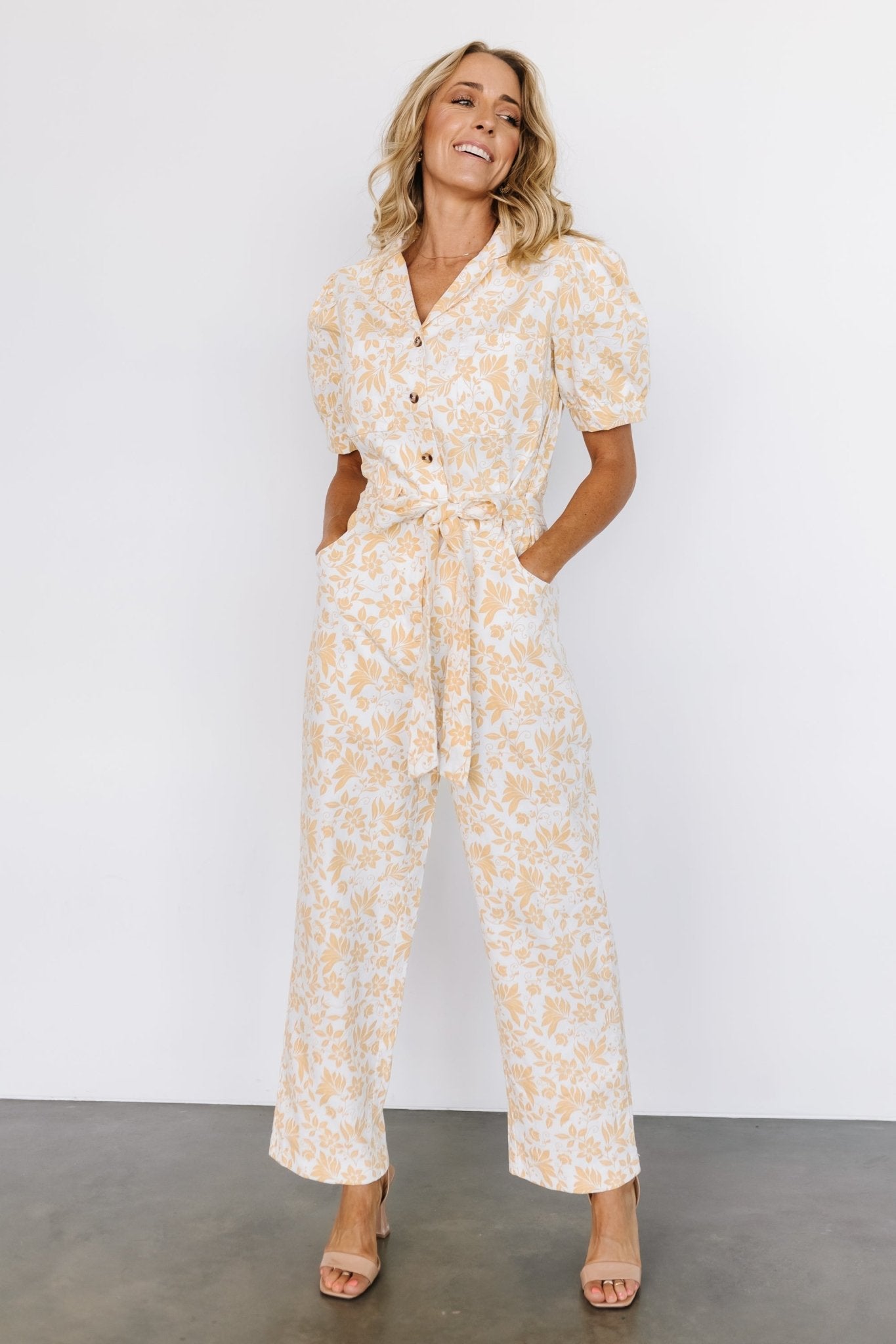 Annalise Jumpsuit | White + Yellow