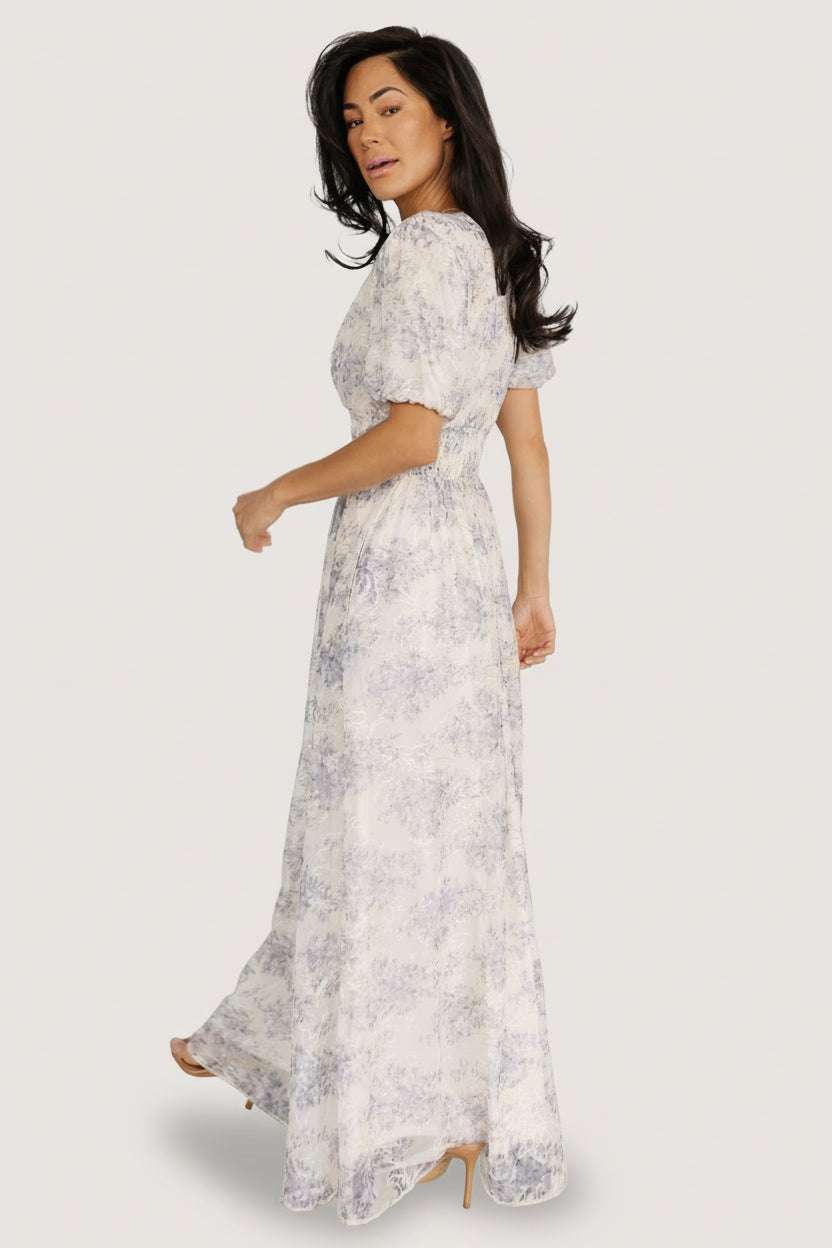 Ardley Maxi Dress | Ivory + Blue - Baltic Born