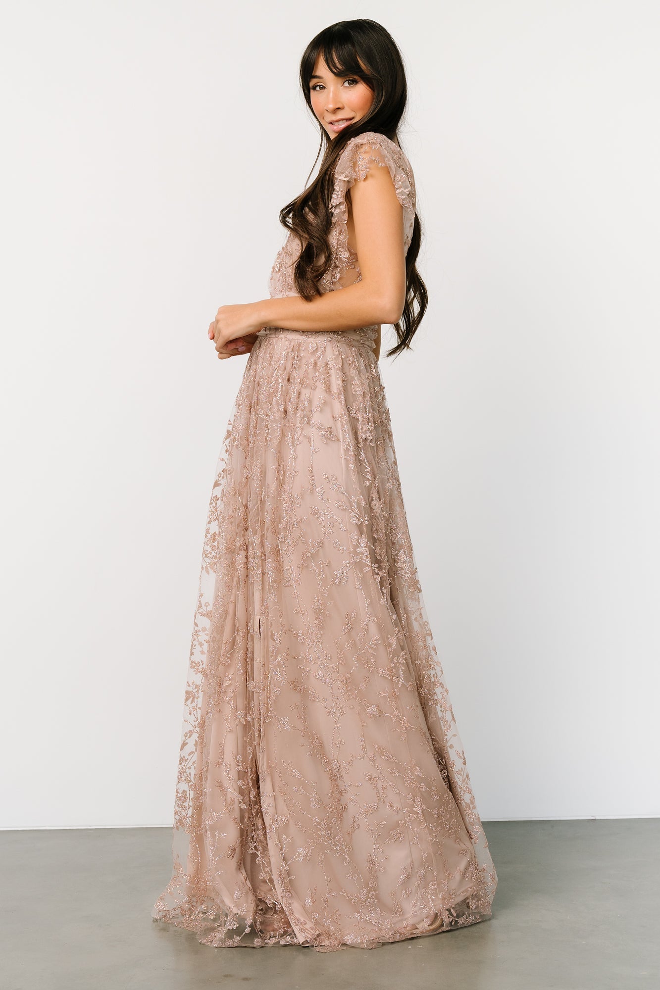 Arlene Shimmer Gown | Nude Rose