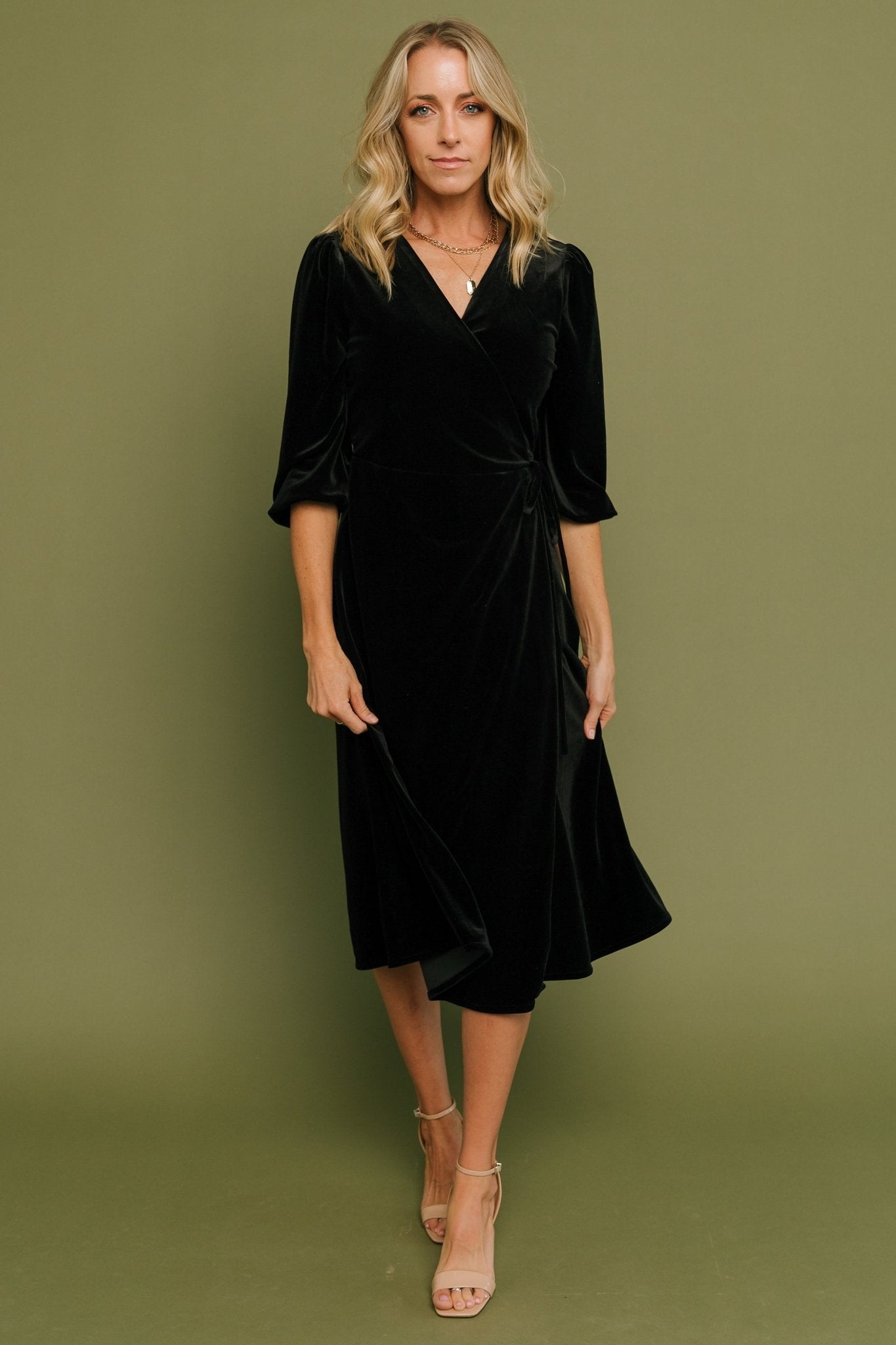 Beckinsale Velvet Wrap Dress | Black