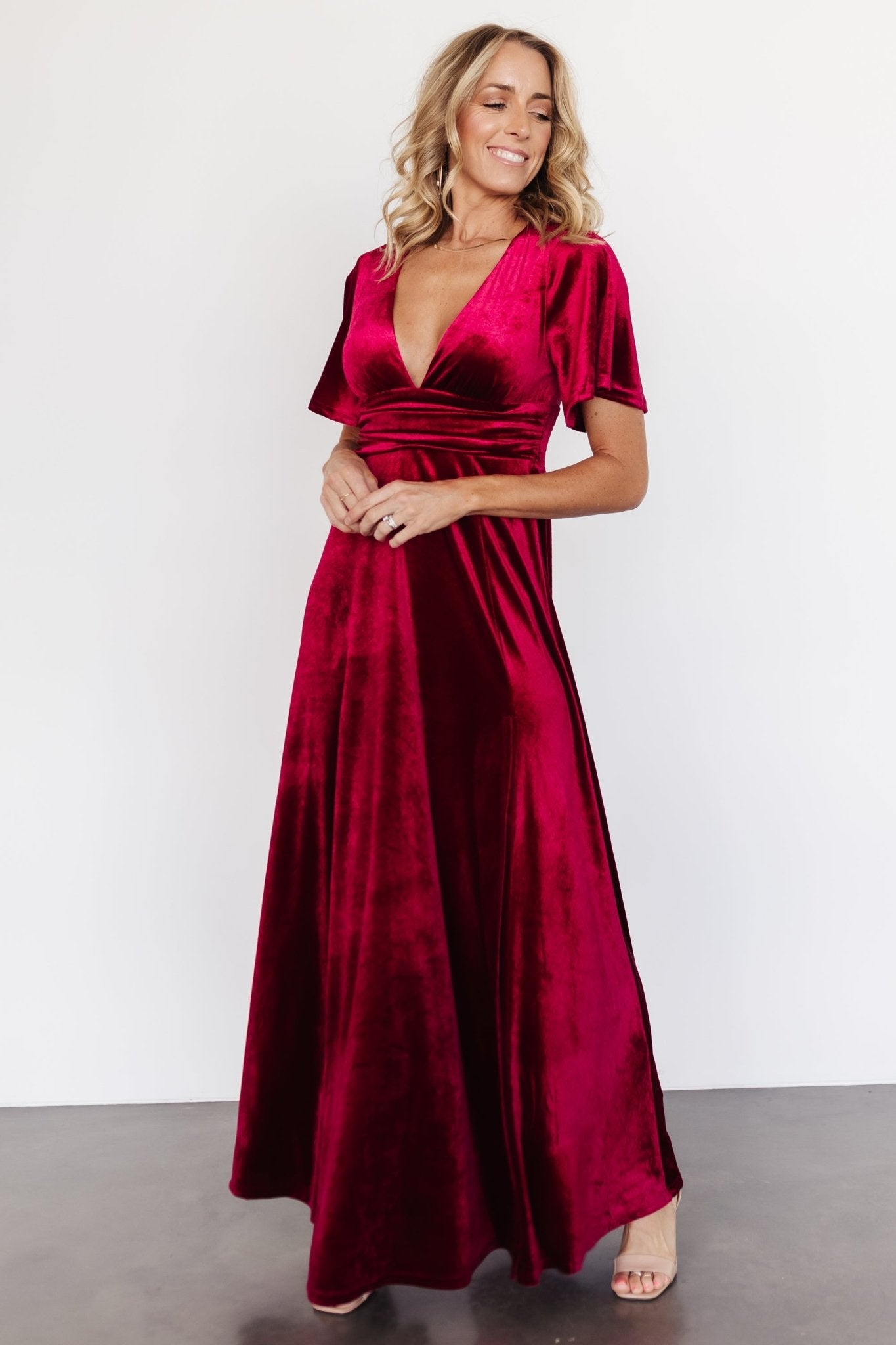 Wine velvet maxi store dress