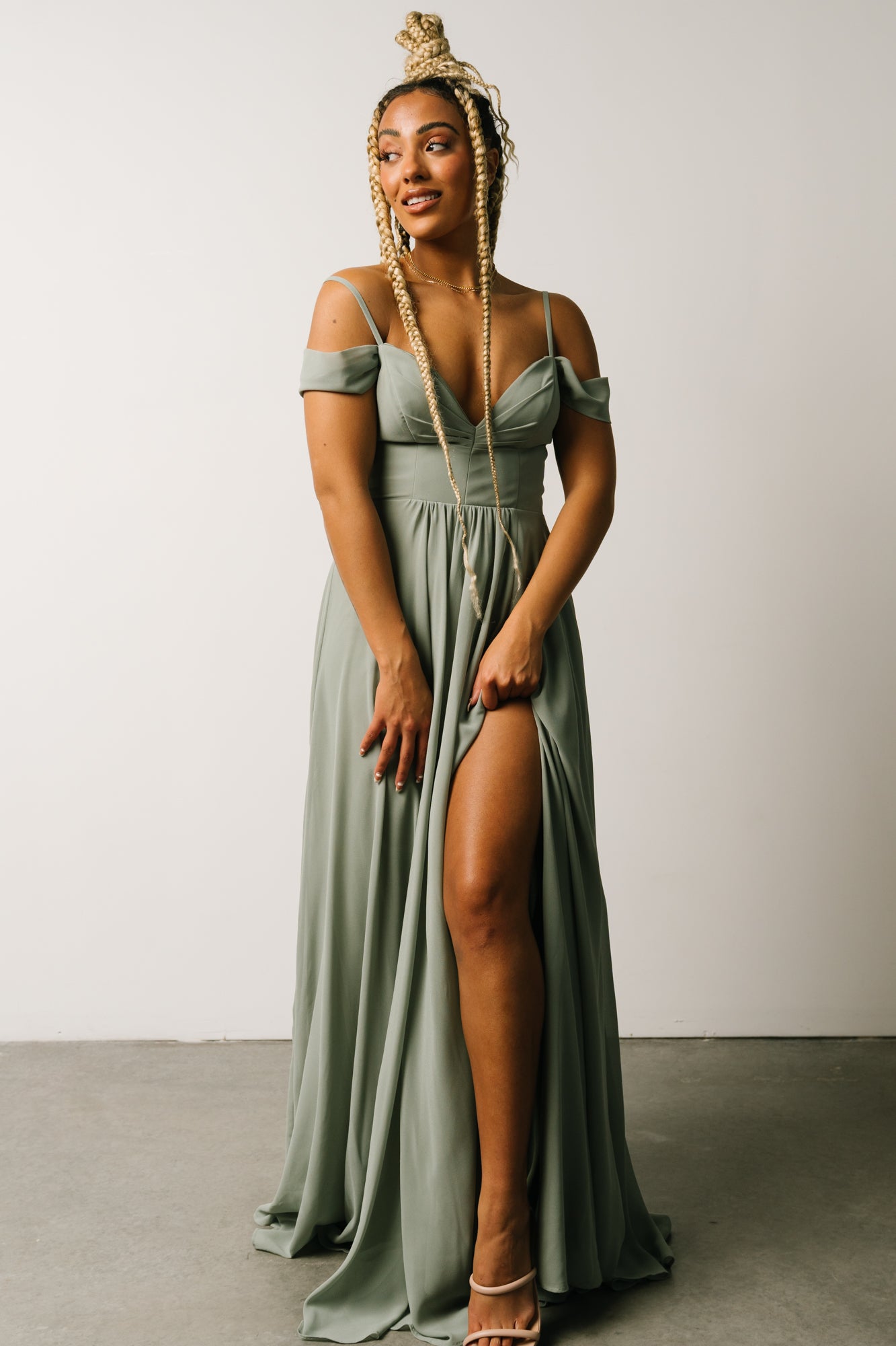 Sage lace maxi dress Clearance
