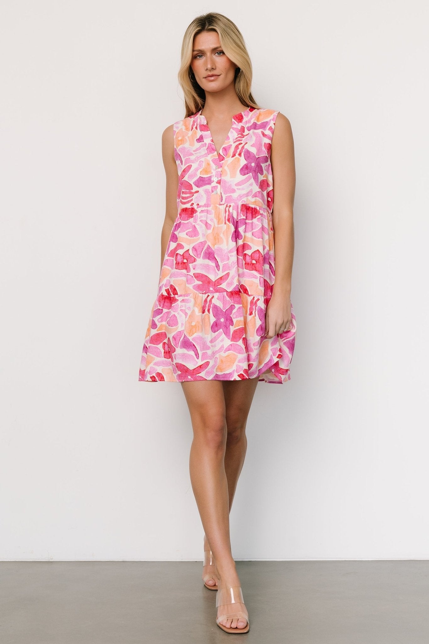 Cami Short Dress, Pink Multi