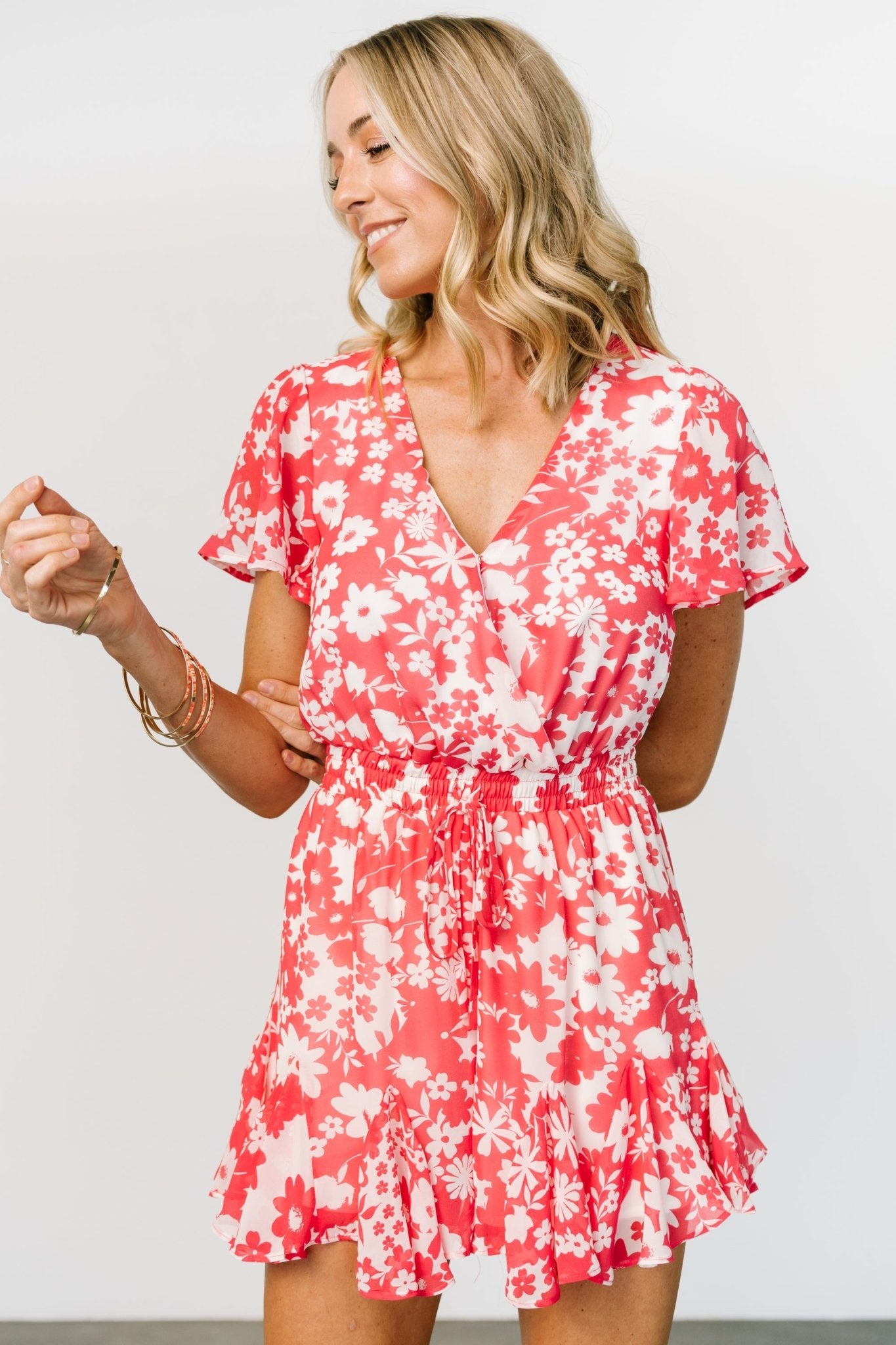 Candy Romper | Coral + White Floral - Baltic Born