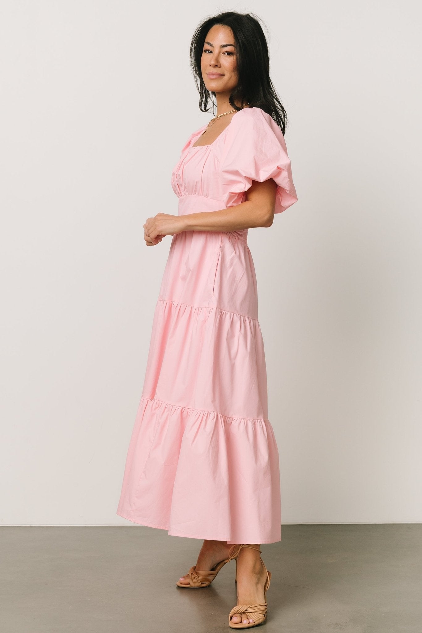 Tessa Tiered Tulle Tank Dress, Hot Pink