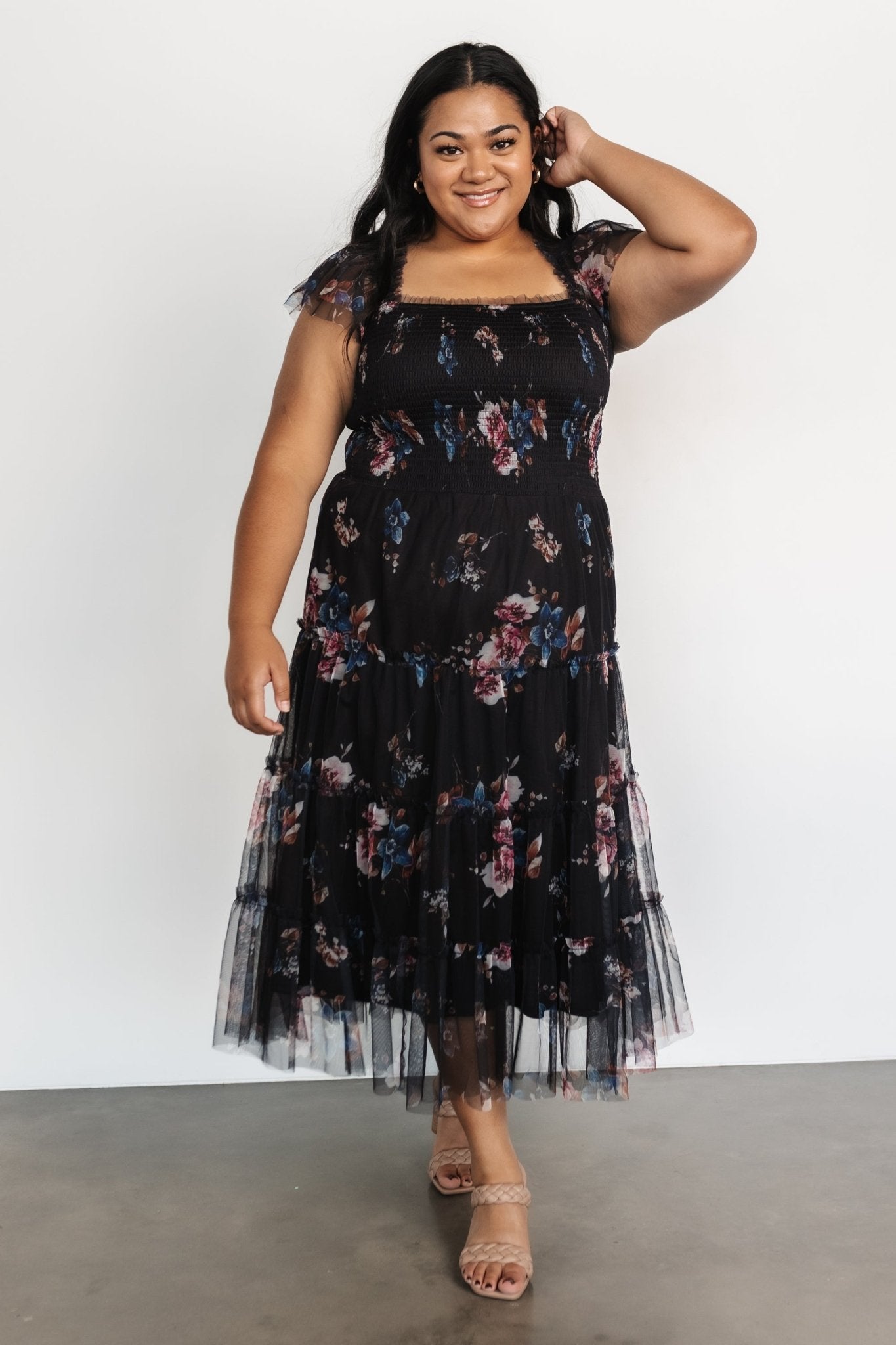 Baltic Born Clementine Tulle Midi Dress | Black Multi - L