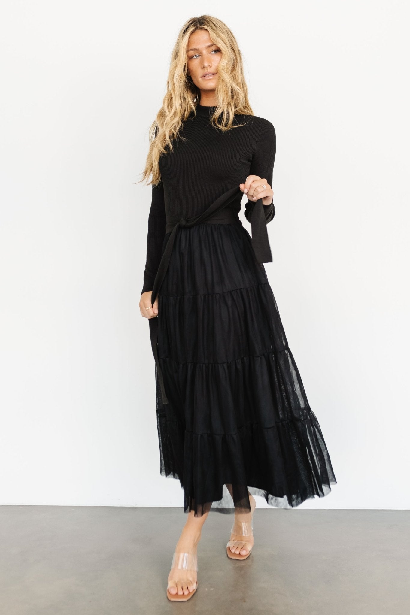 Demi Sweater Tulle Dress Black