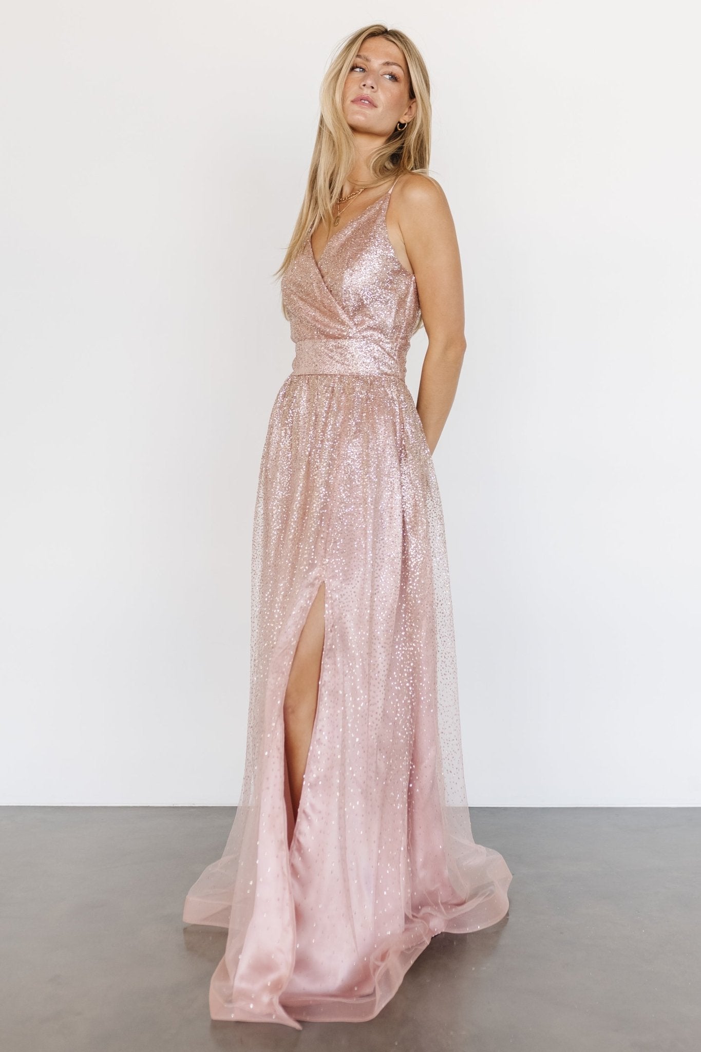 Ellie Shimmer Gown, Dusty Rose