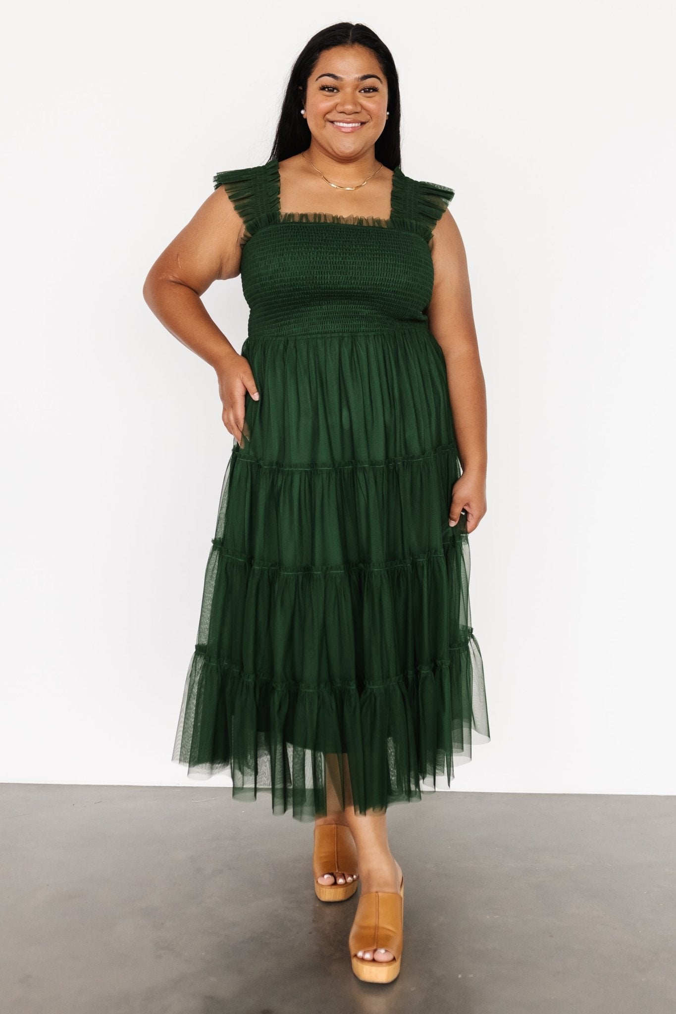 øverst Tak for din hjælp Investere Emma Smocked Tulle Dress | Green | Baltic Born