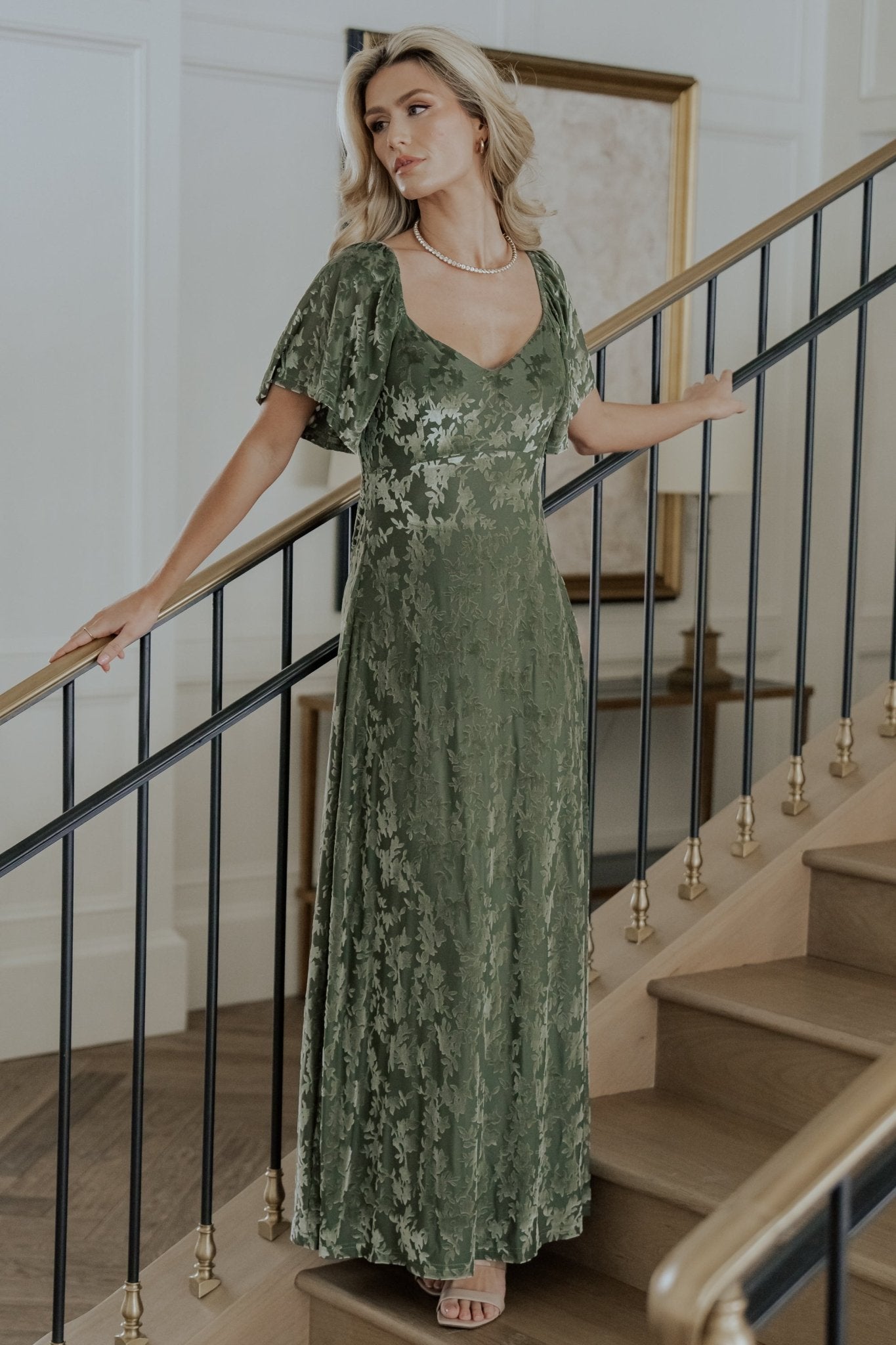 Baltic Born Womens Everley Velvet Maxi Dress | Dark Sage | Size: Small Baltic Born Womens Everley Velvet Maxi Dress | Dark Sage | Size: Small